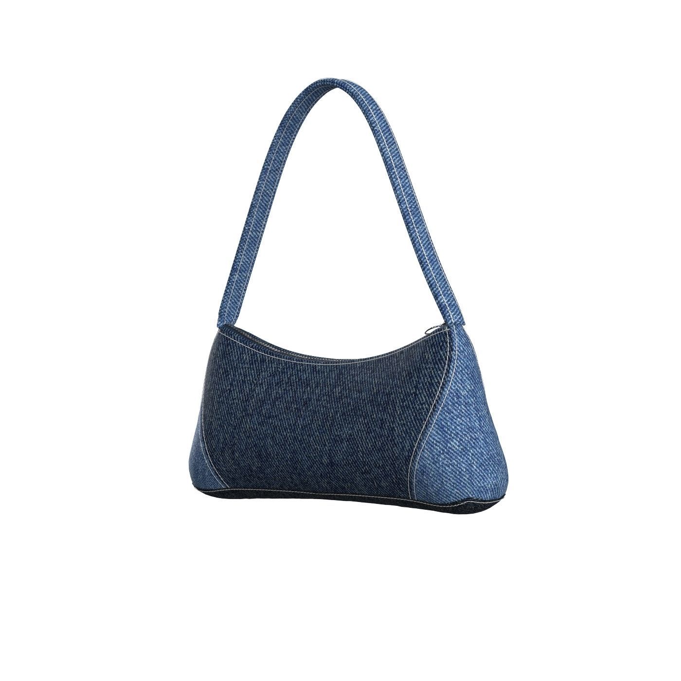 Denim Shoulder Bag 3D model_7