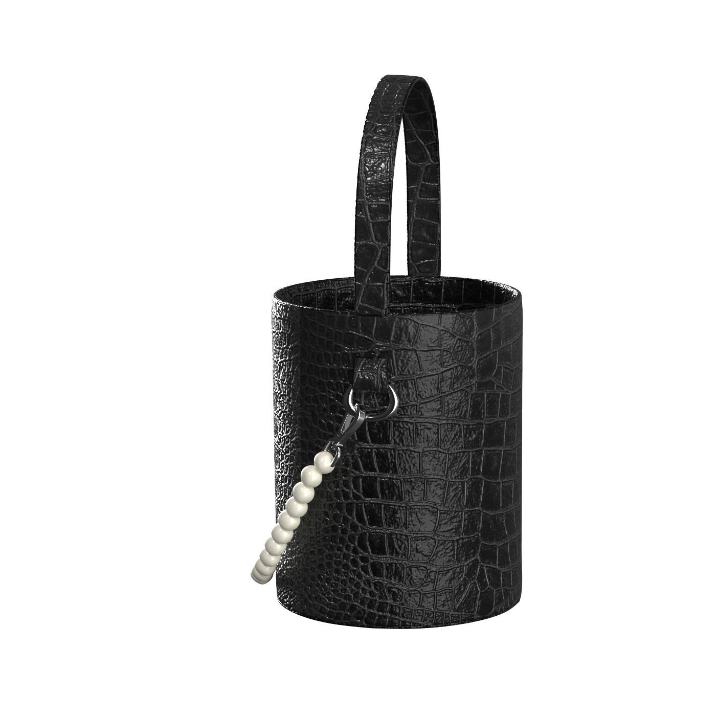 Pearl Handle Bucket Bag 3D model_5