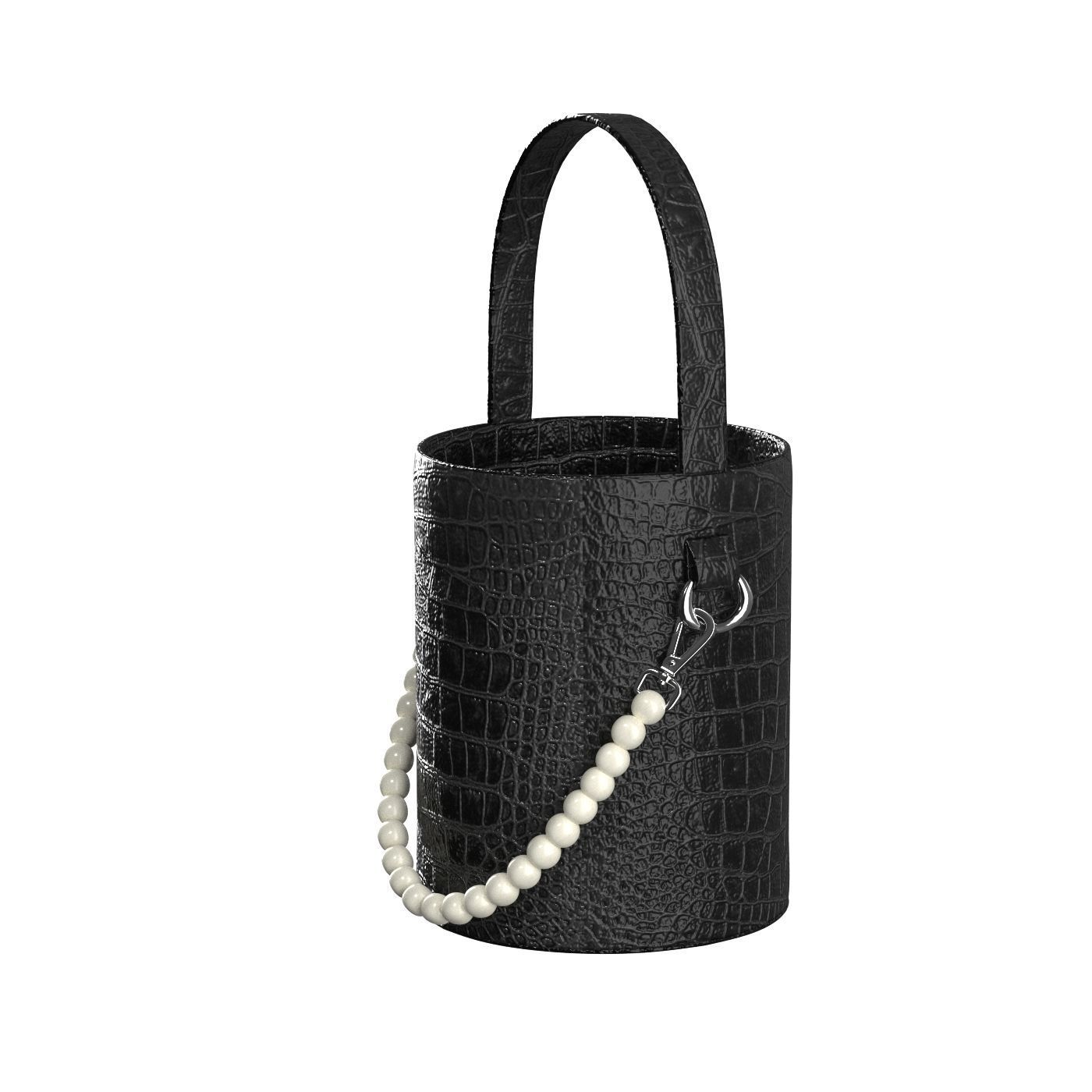 Pearl Handle Bucket Bag 3D model_6