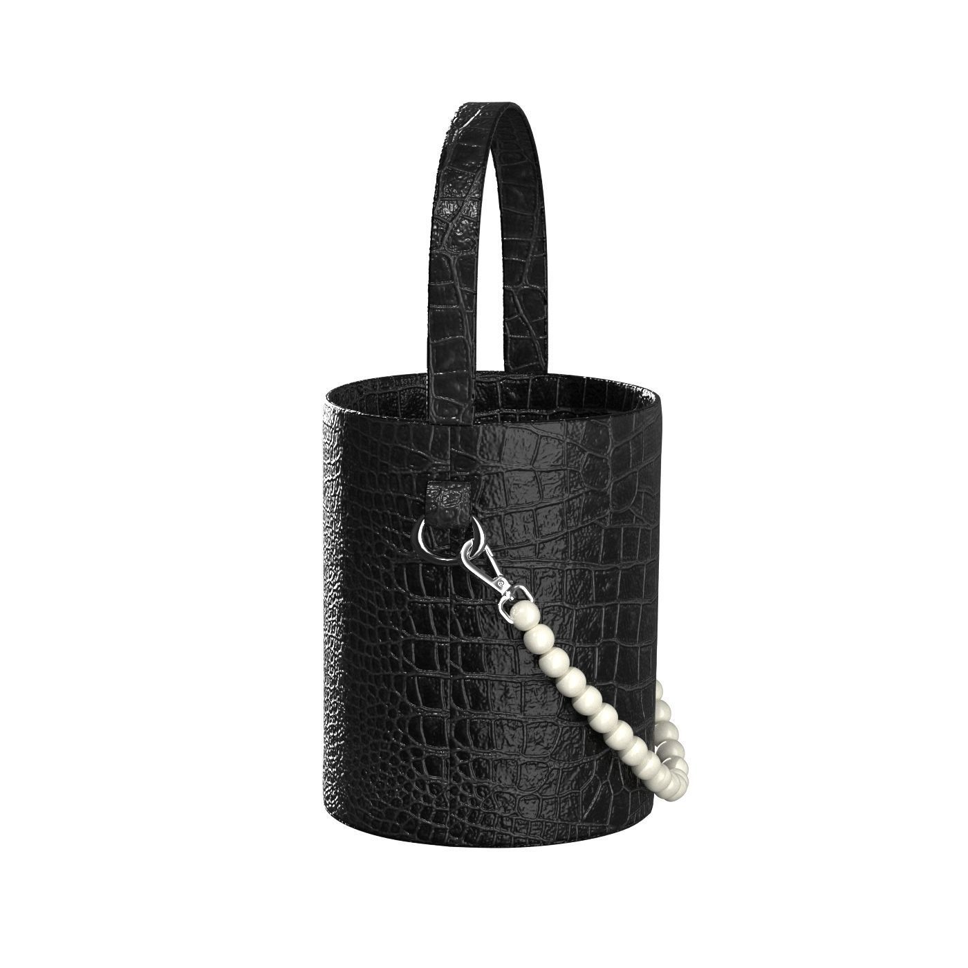 Pearl Handle Bucket Bag 3D model_1