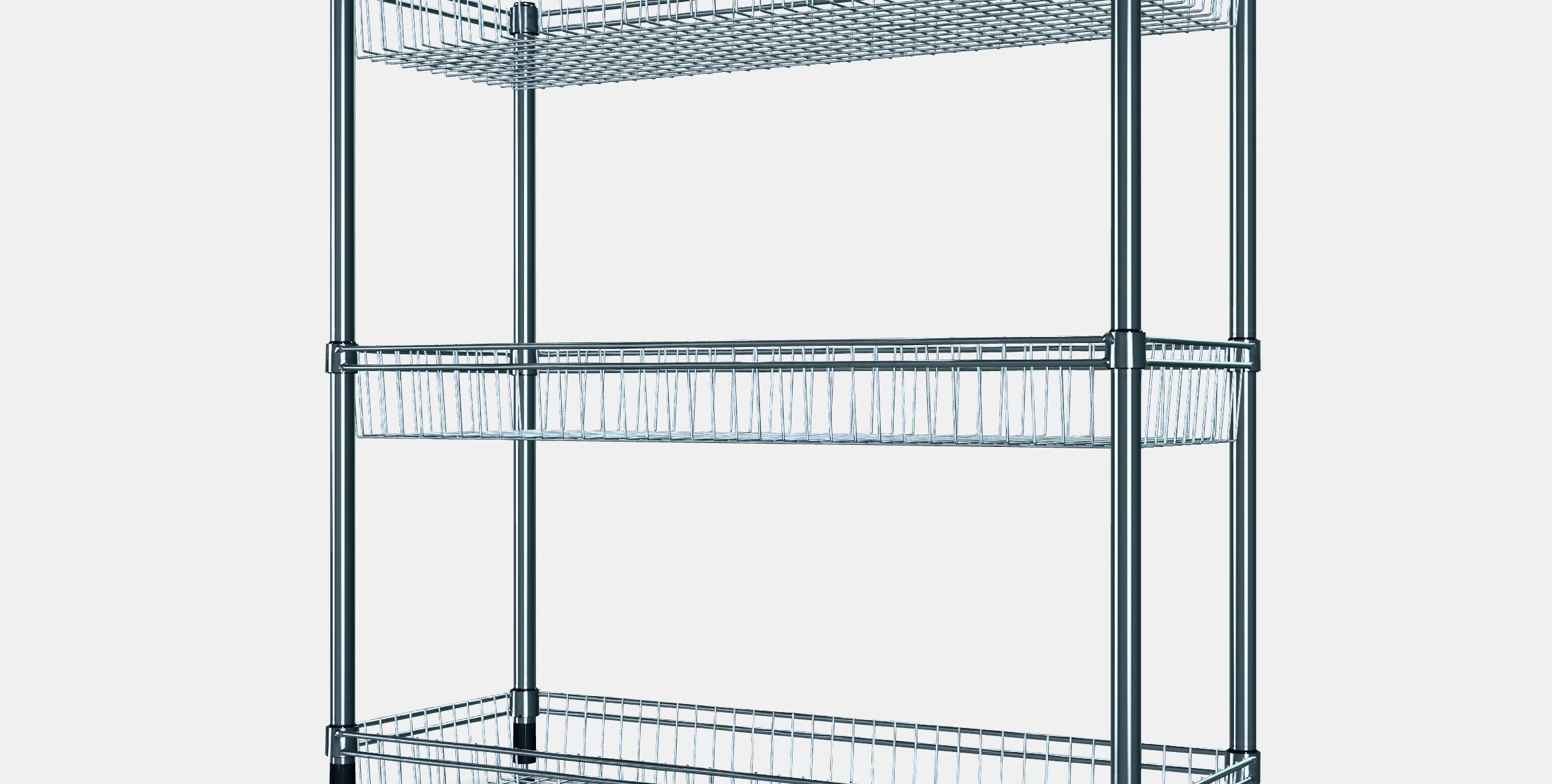 OMAR Regal with 3 baskets Low-poly 3D model_11