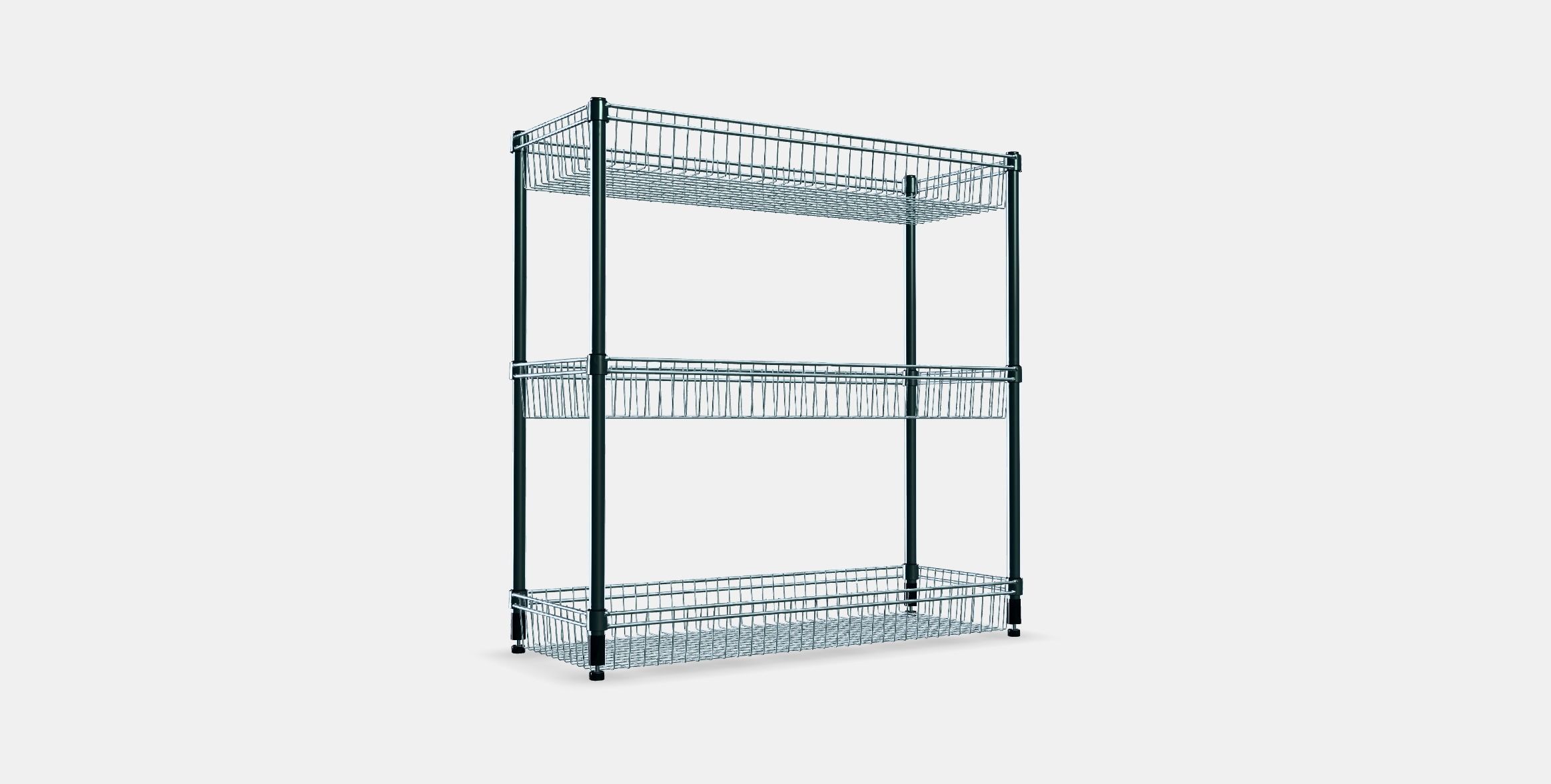 OMAR Regal with 3 baskets Low-poly 3D model_3