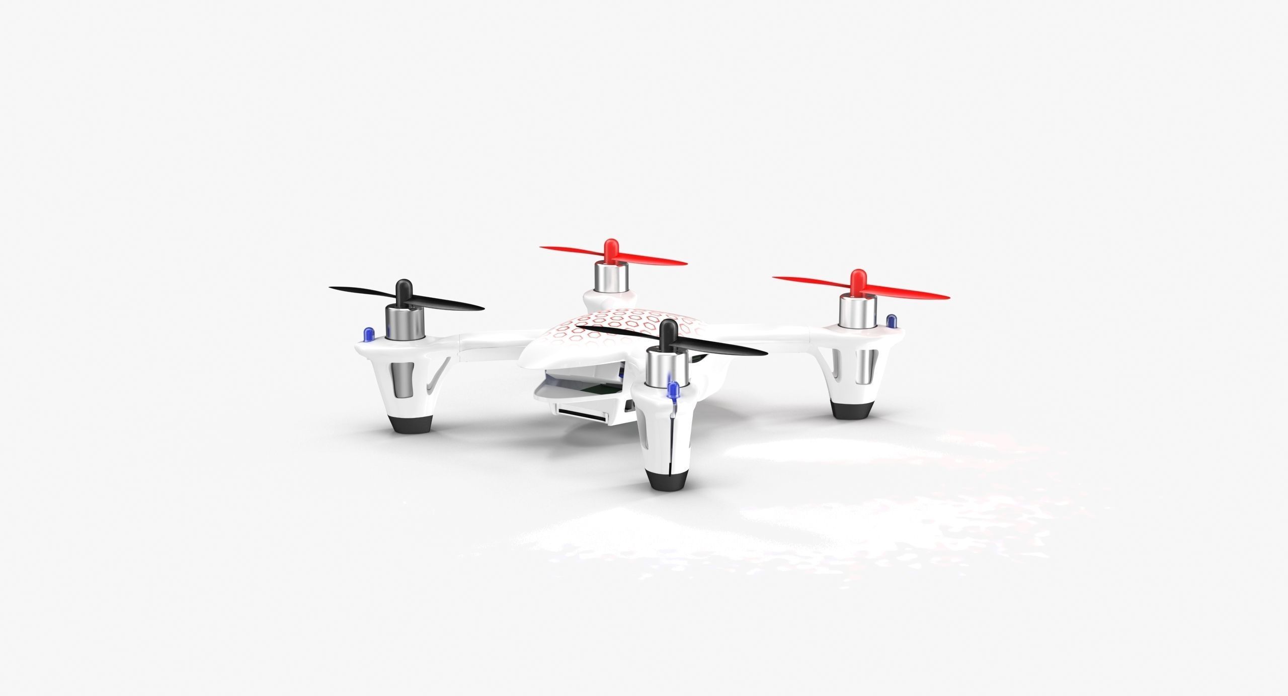 Hubsan X4 H107C White Low-poly 3D model_14