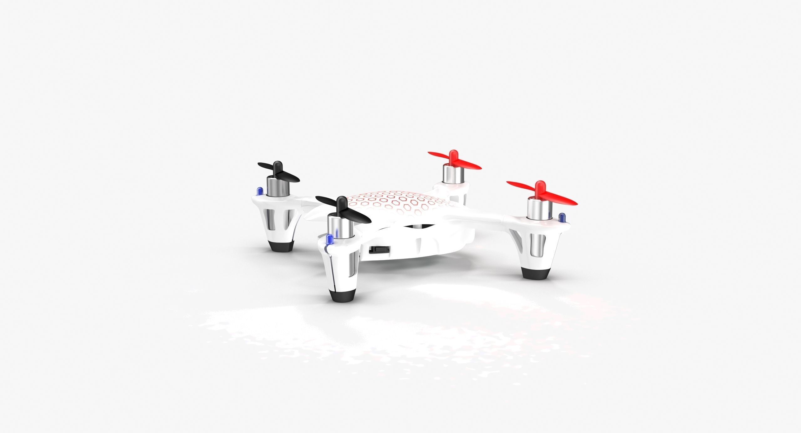 Hubsan X4 H107C White Low-poly 3D model_13