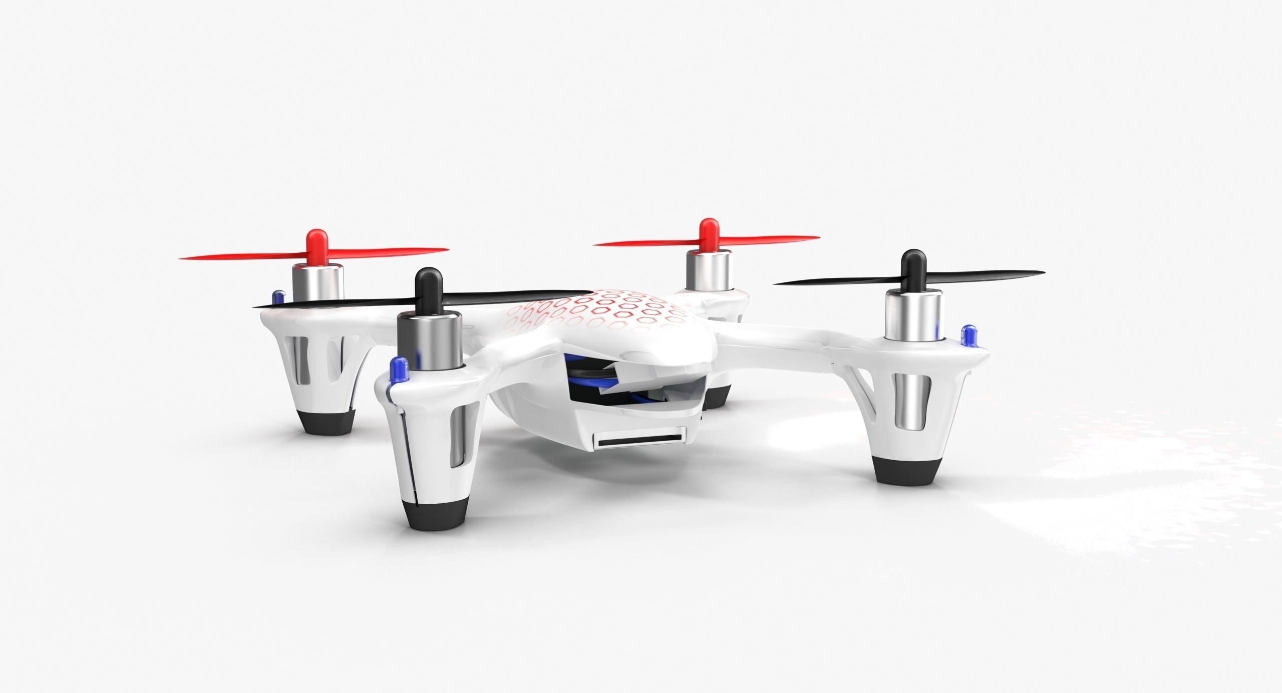 Hubsan X4 H107C White Low-poly 3D model_5