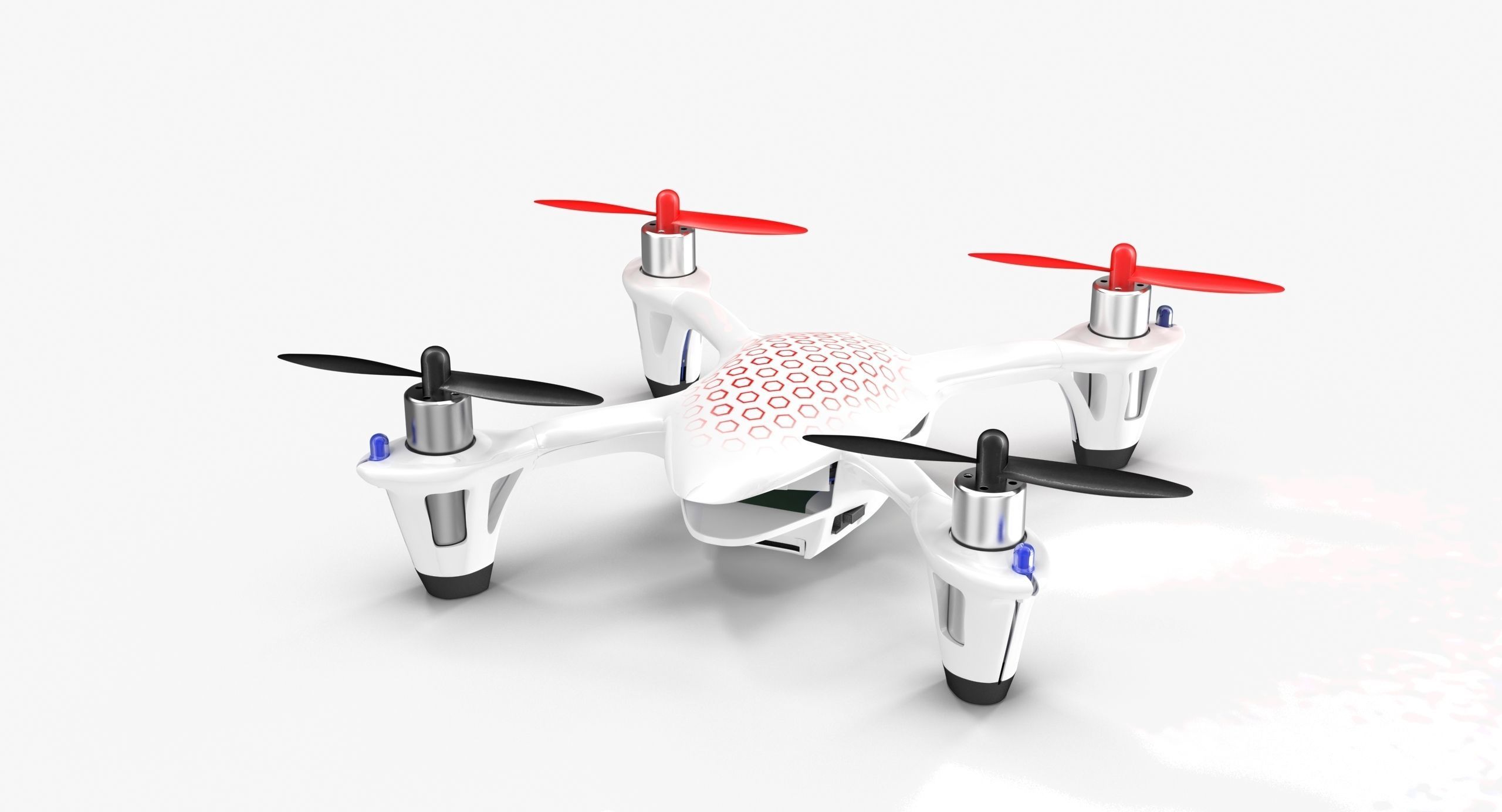 Hubsan X4 H107C White Low-poly 3D model_6