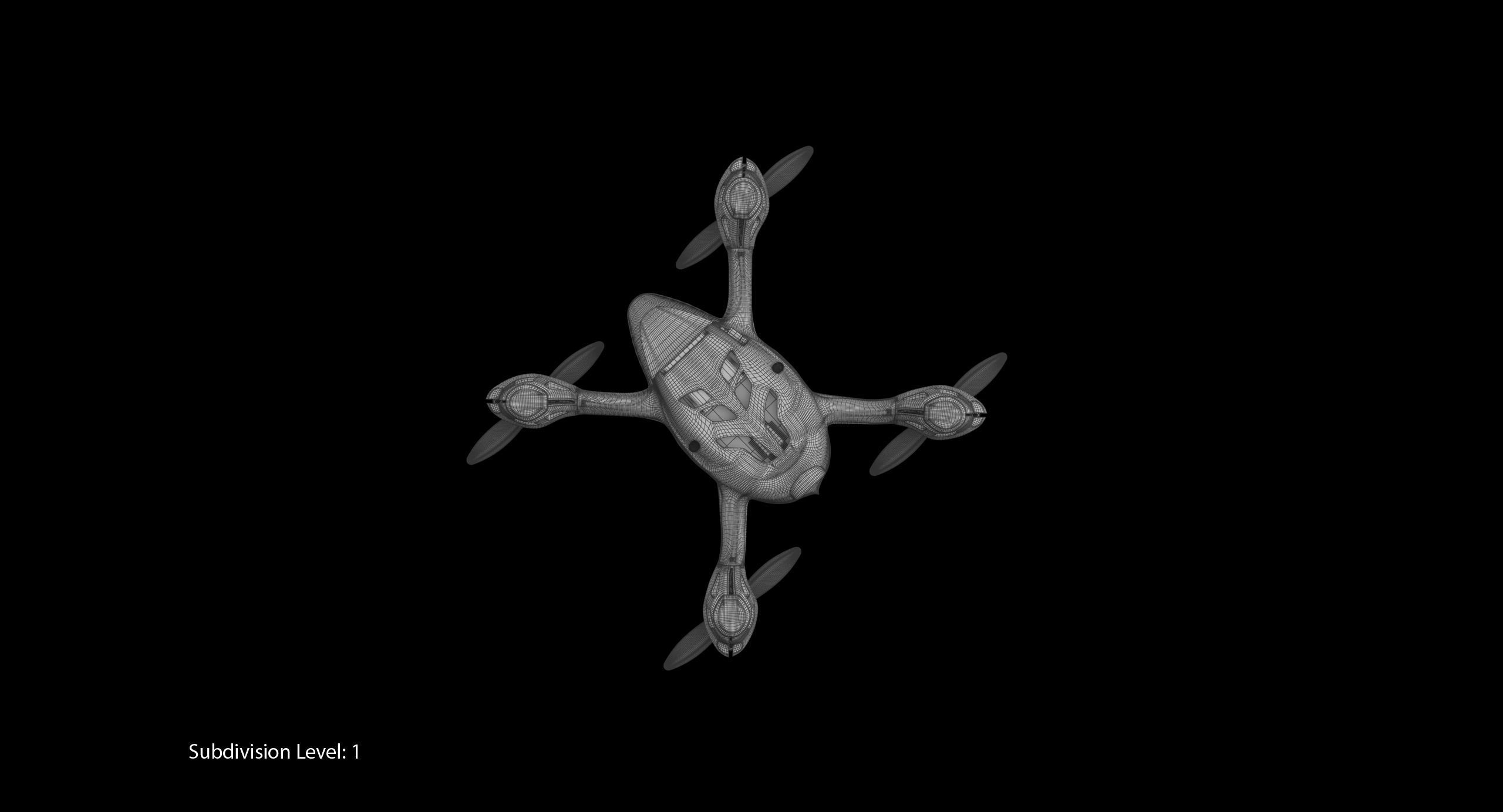 Hubsan X4 H107C White Low-poly 3D model_33