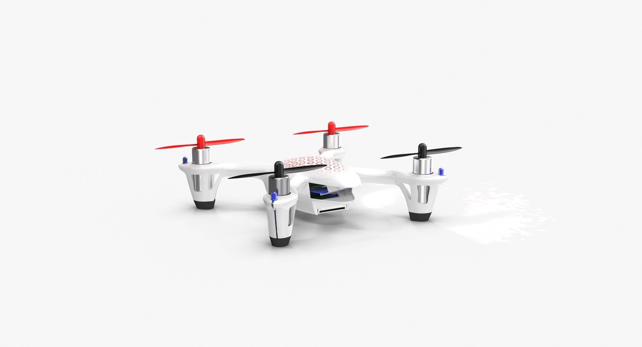 Hubsan X4 H107C White Low-poly 3D model_16
