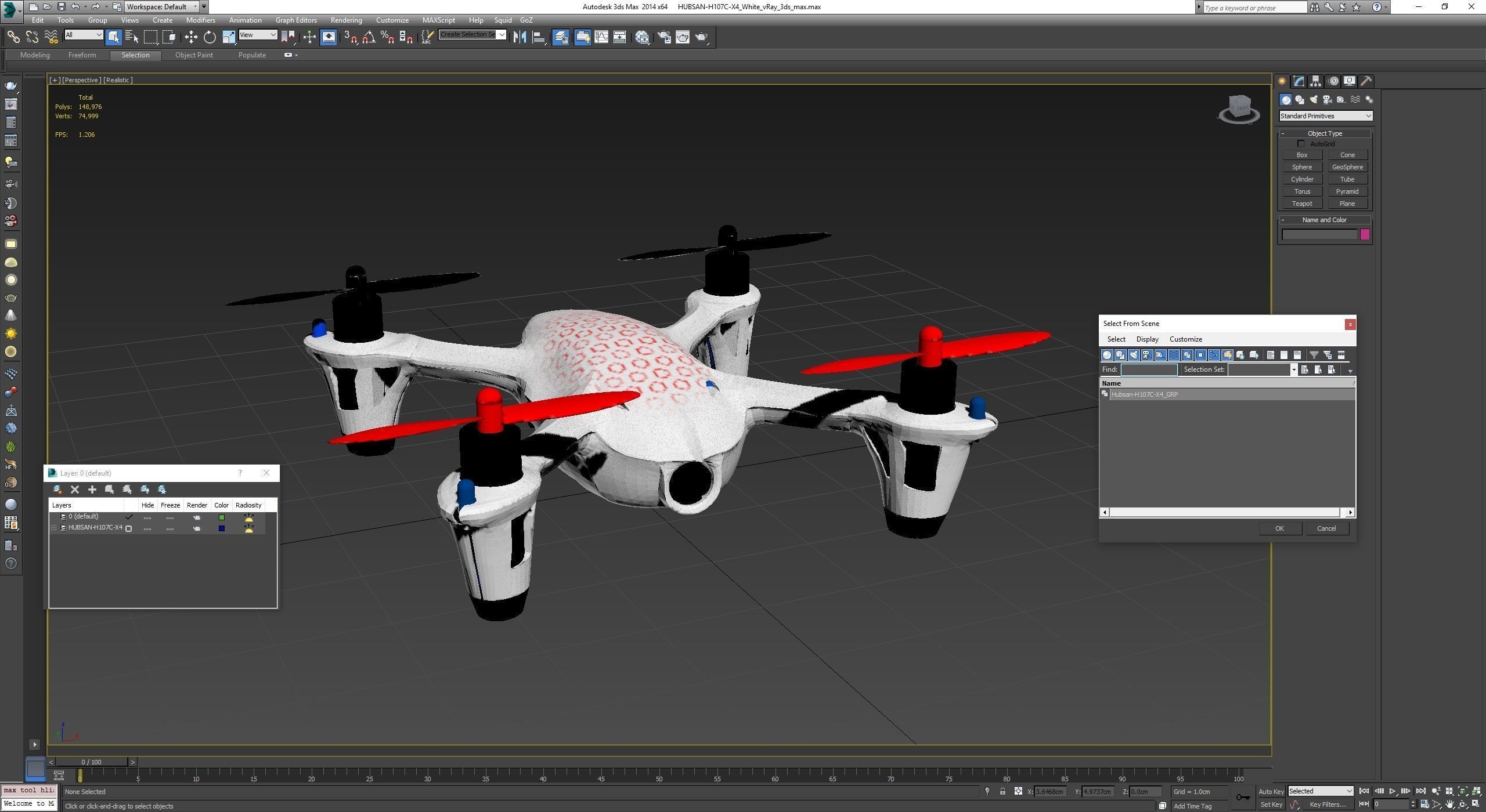 Hubsan X4 H107C White Low-poly 3D model_36