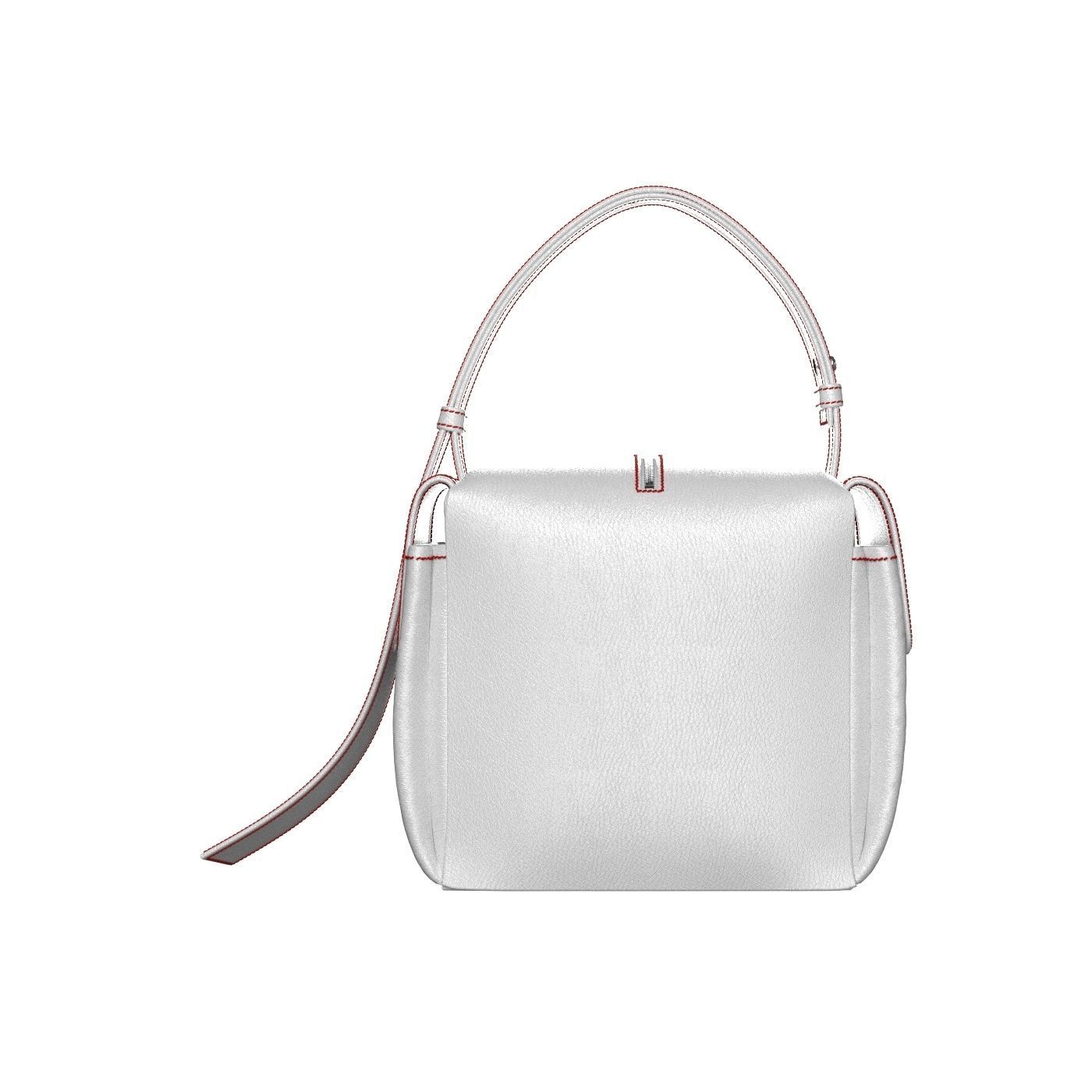 White Leather Box Pocket Bag 3D model_7