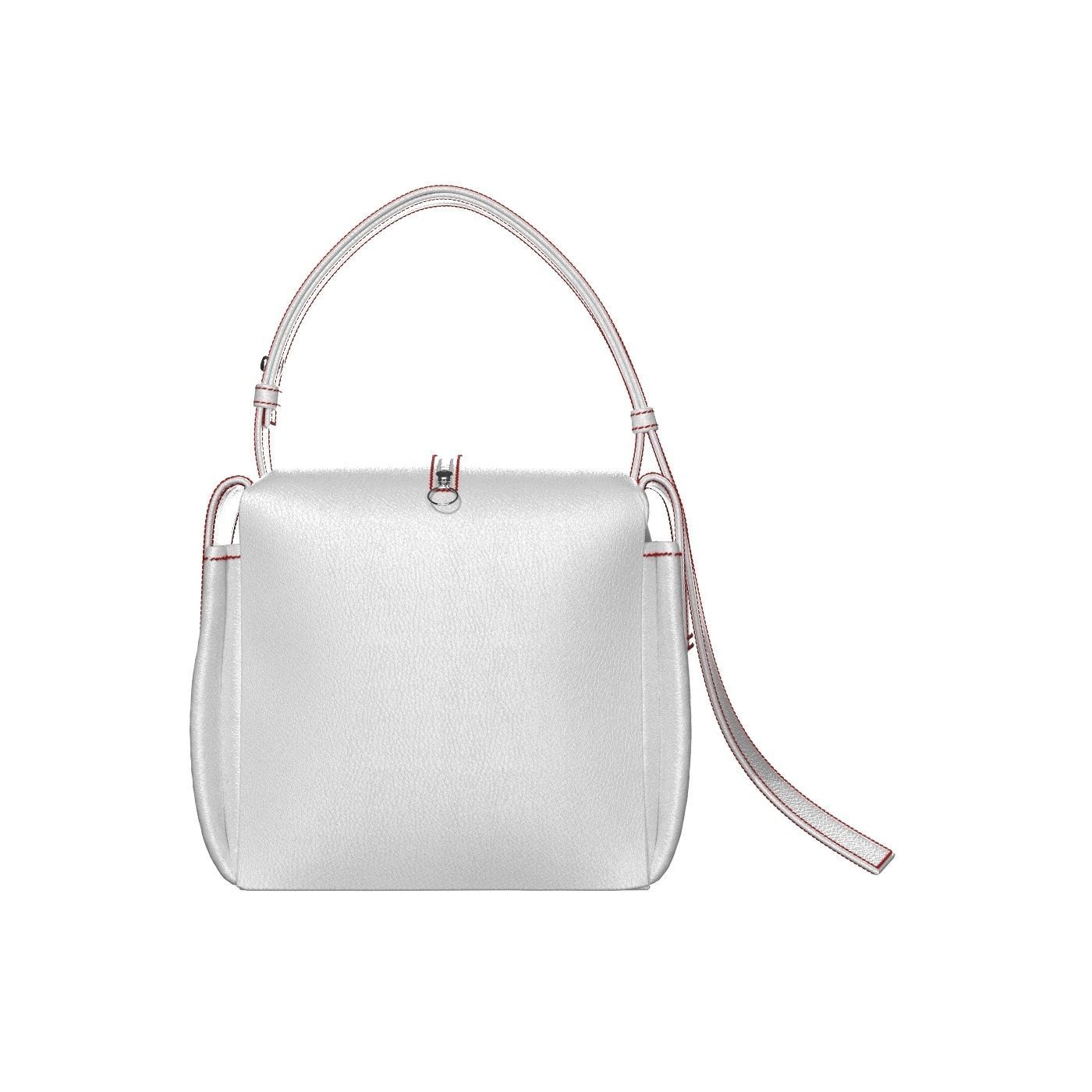 White Leather Box Pocket Bag 3D model_3