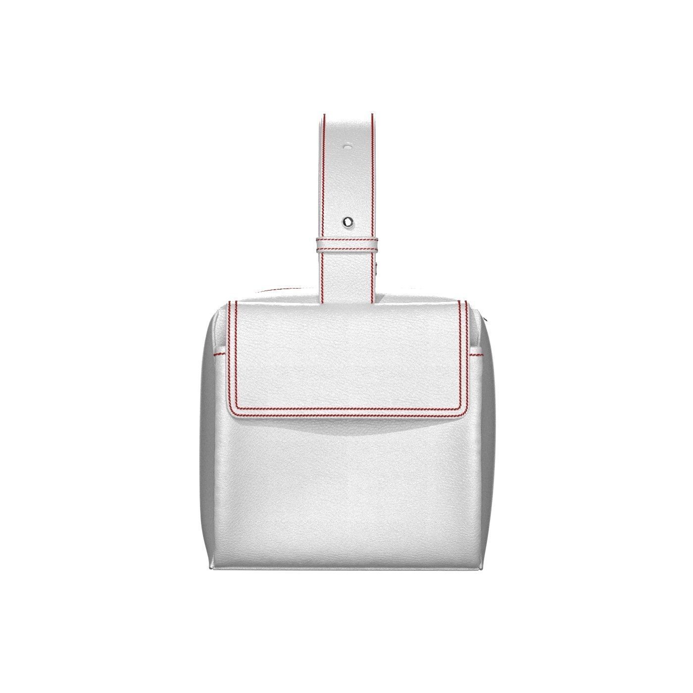 White Leather Box Pocket Bag 3D model_5