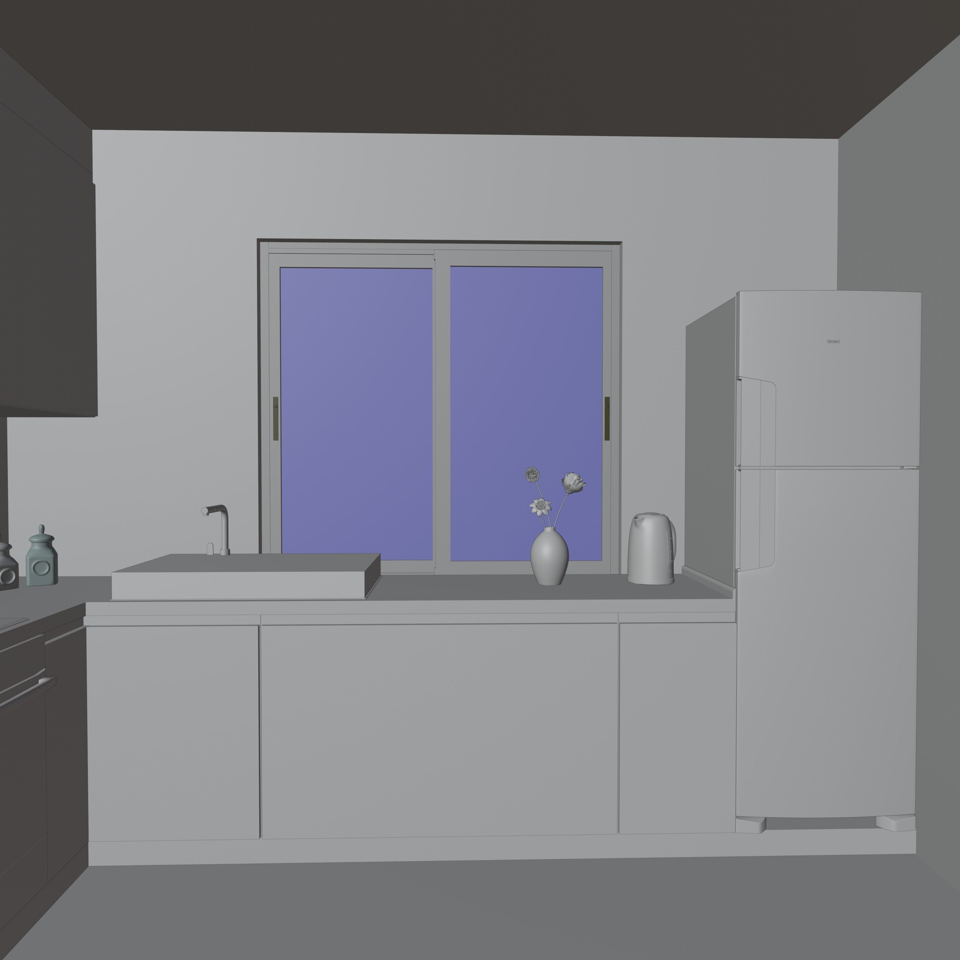 Modern kitchen in the style of minimalism 3D model_5