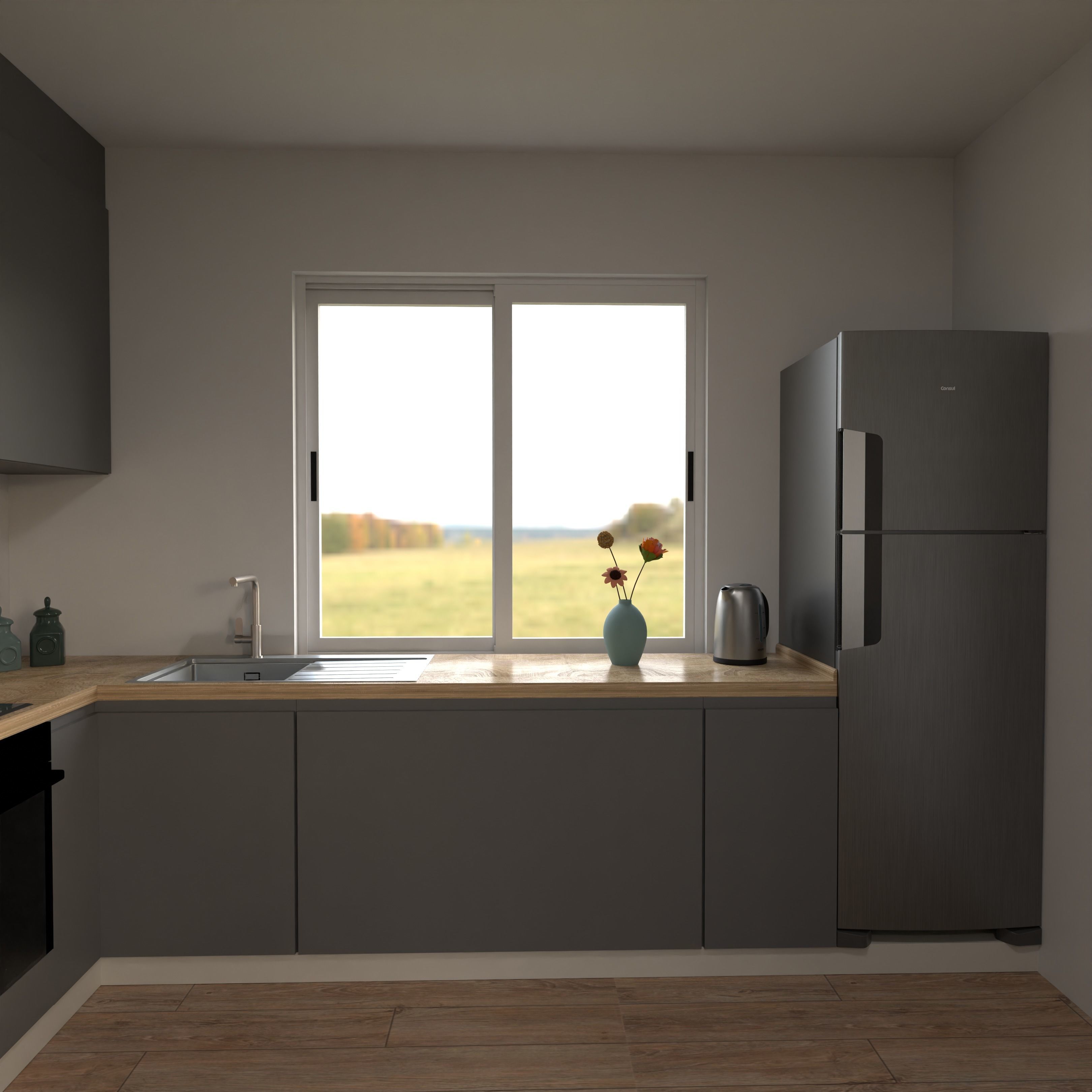Modern kitchen in the style of minimalism 3D model_4