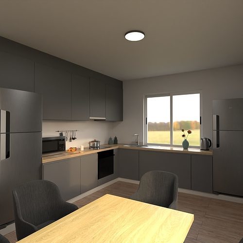 Modern kitchen in the style of minimalism 3D model