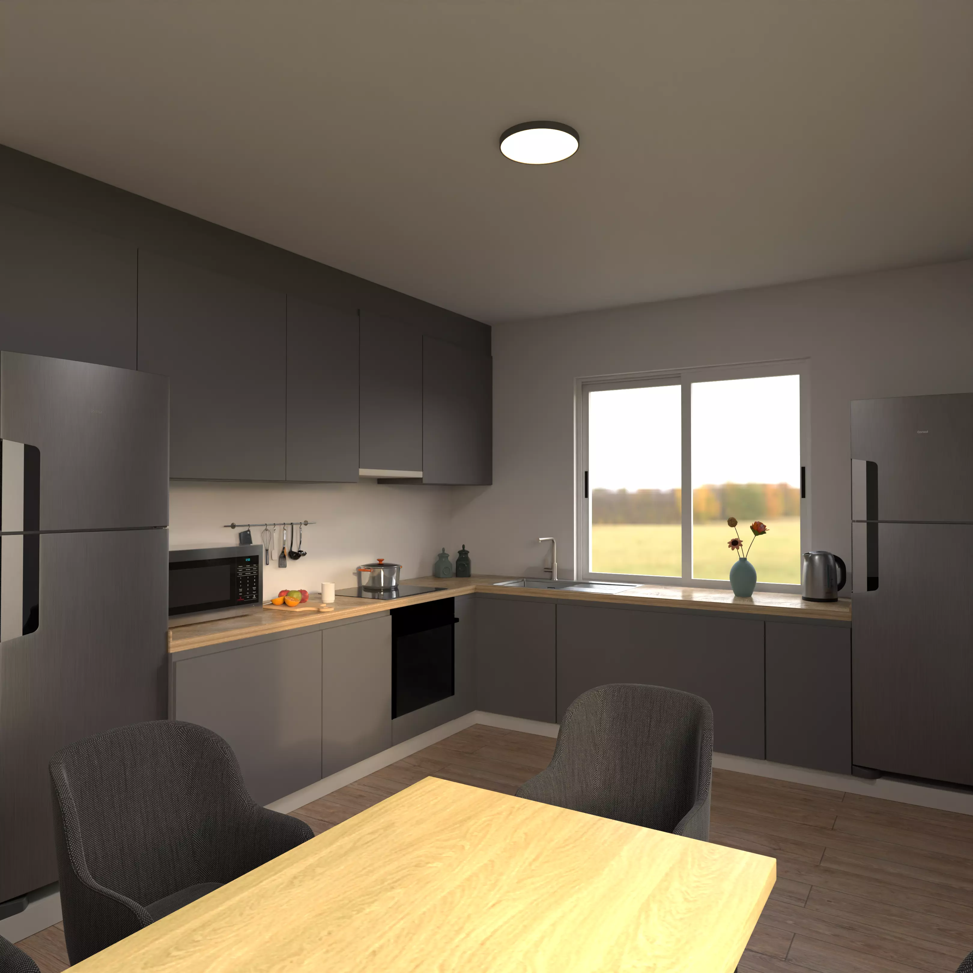 Modern kitchen in the style of minimalism 3D model_0