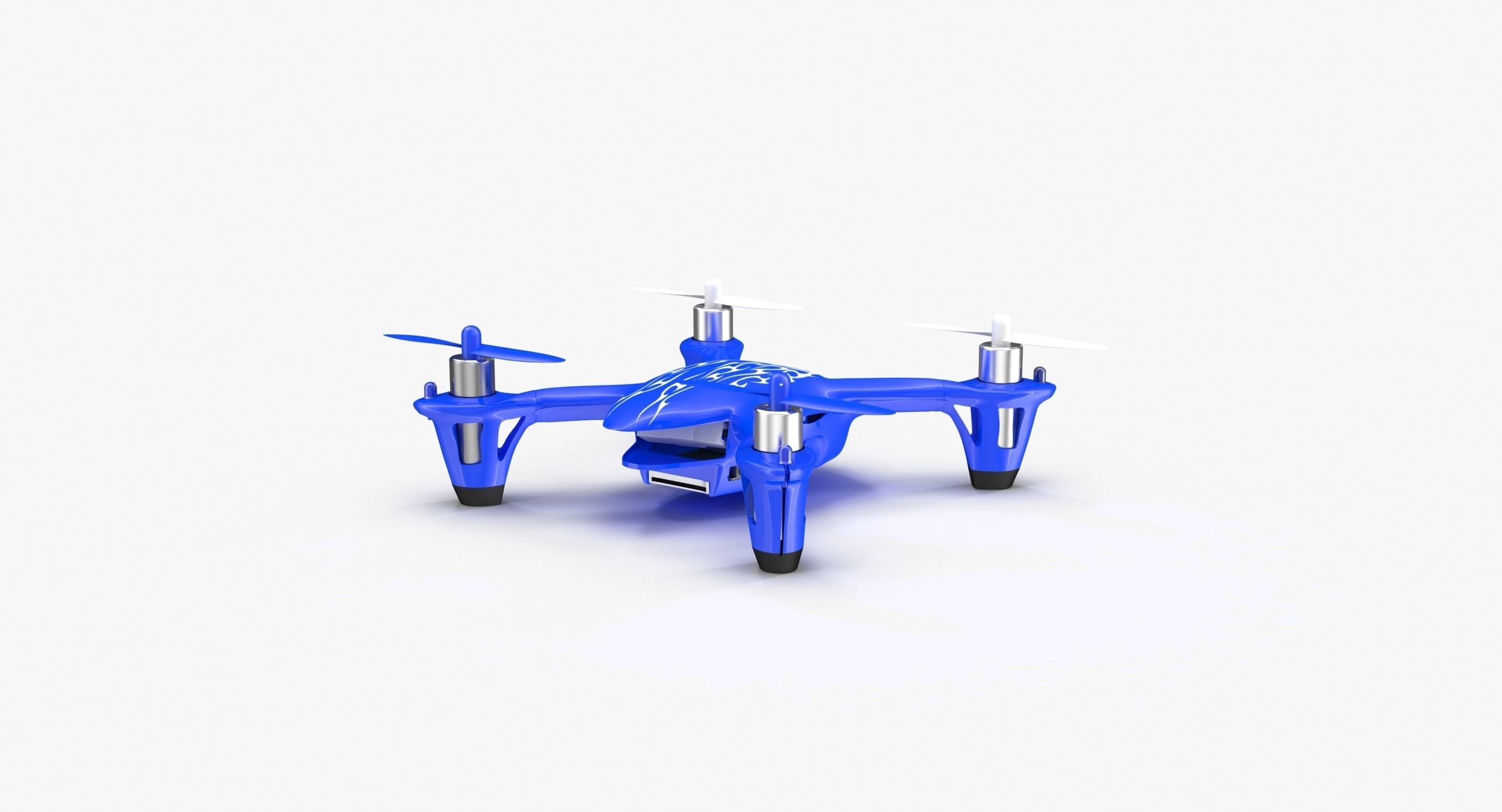 Hubsan X4 H107C Blue Low-poly 3D model_14