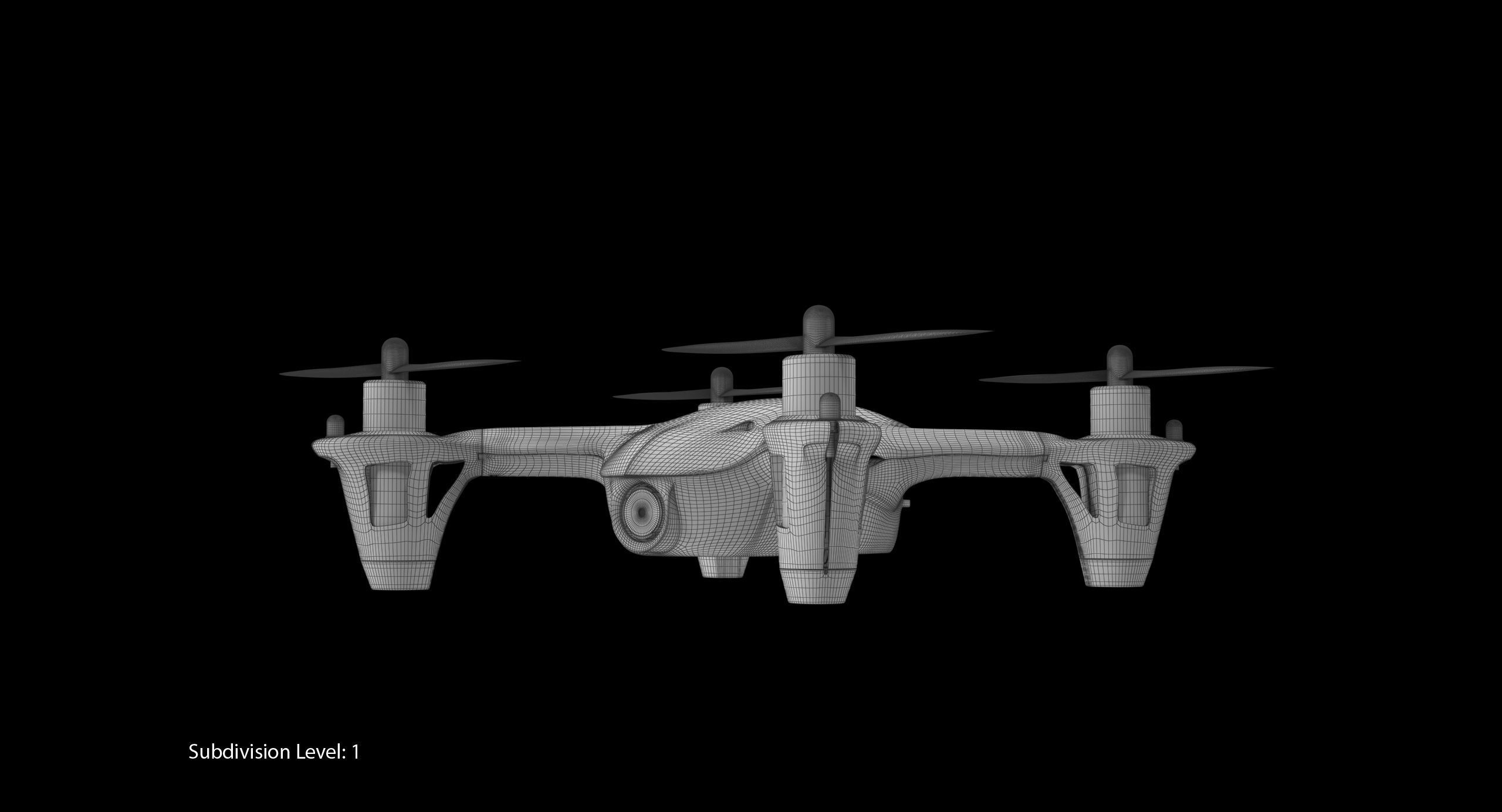 Hubsan X4 H107C Blue Low-poly 3D model_23