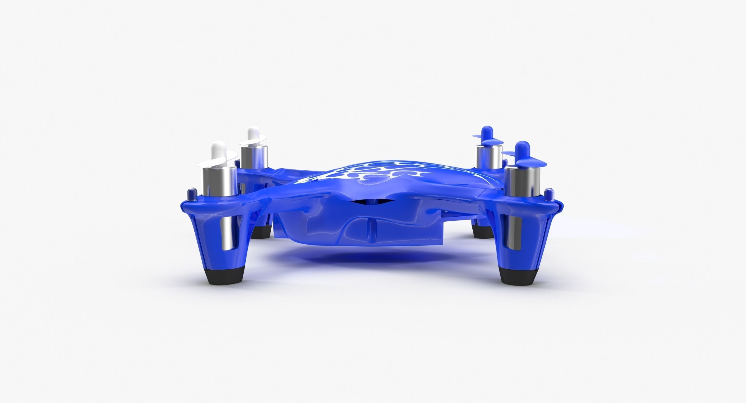 Hubsan X4 H107C Blue Low-poly 3D model_4