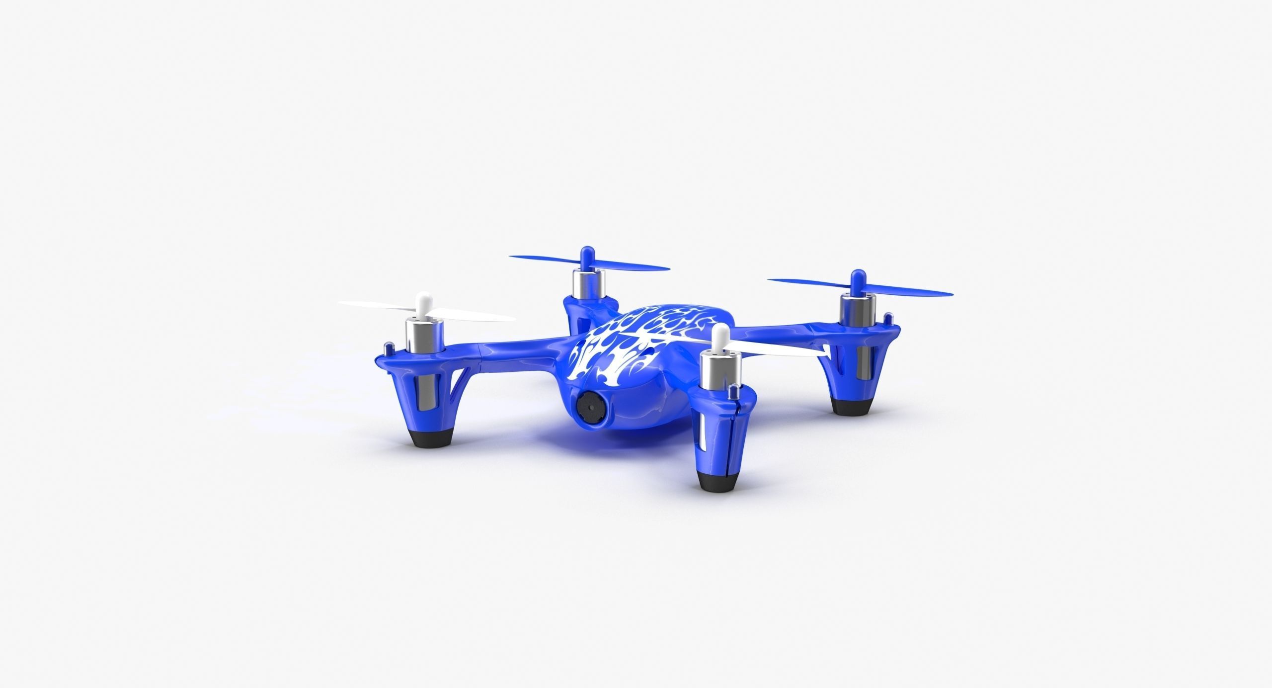 Hubsan X4 H107C Blue Low-poly 3D model_9