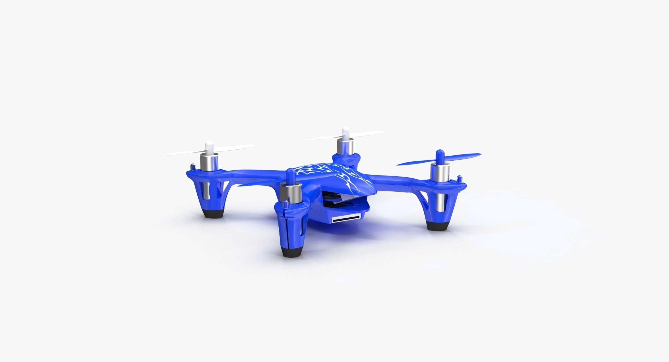 Hubsan X4 H107C Blue Low-poly 3D model_16