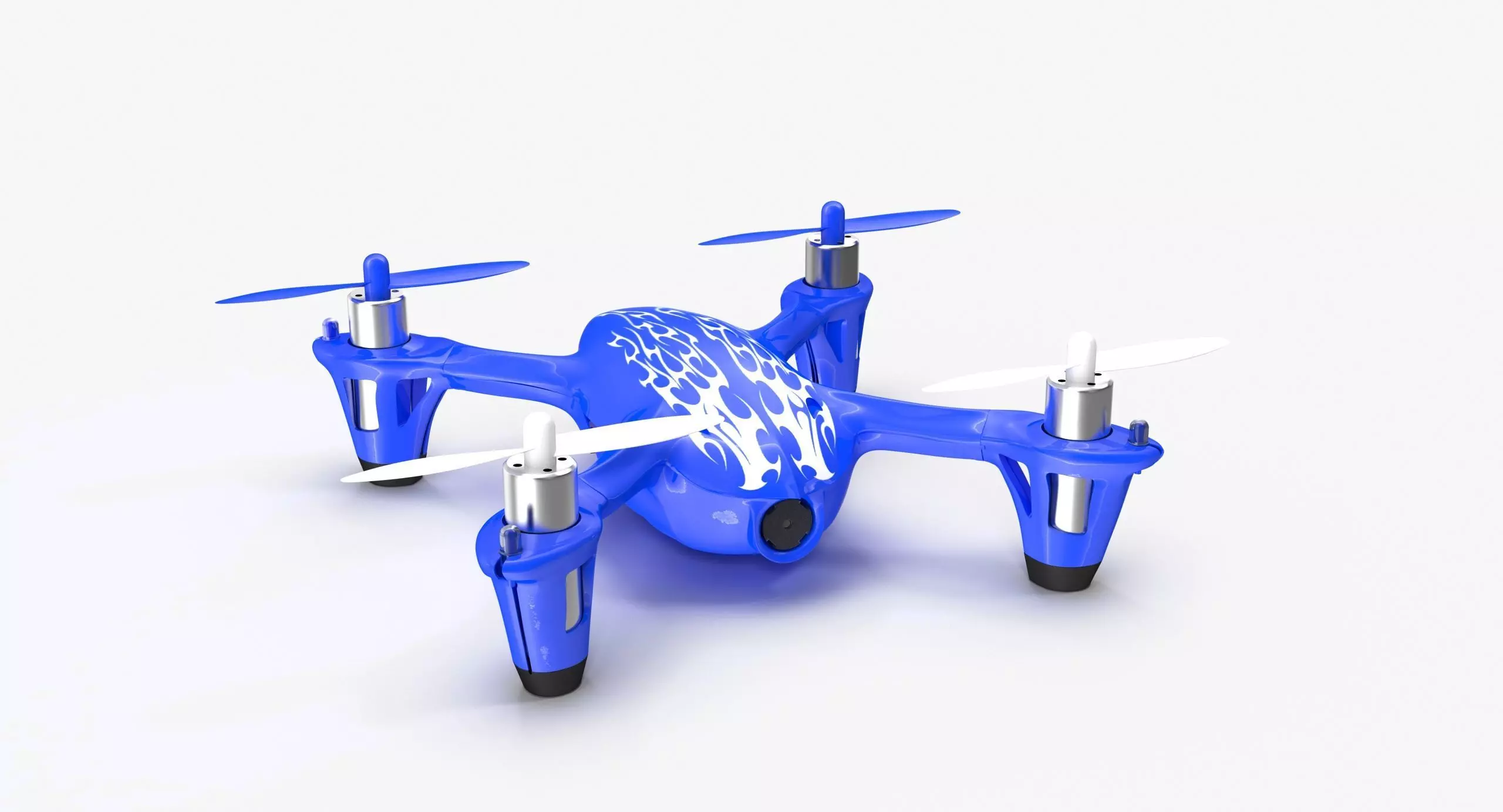 Hubsan X4 H107C Blue Low-poly 3D model_0