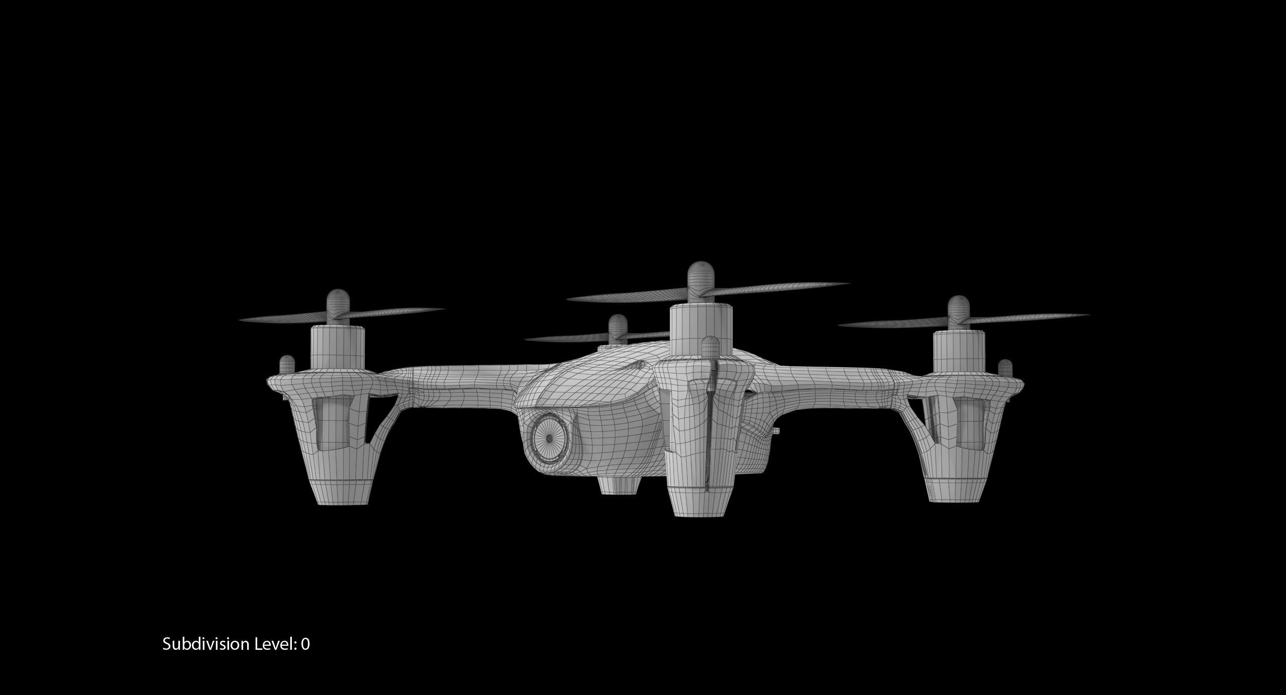 Hubsan X4 H107C Blue Low-poly 3D model_22