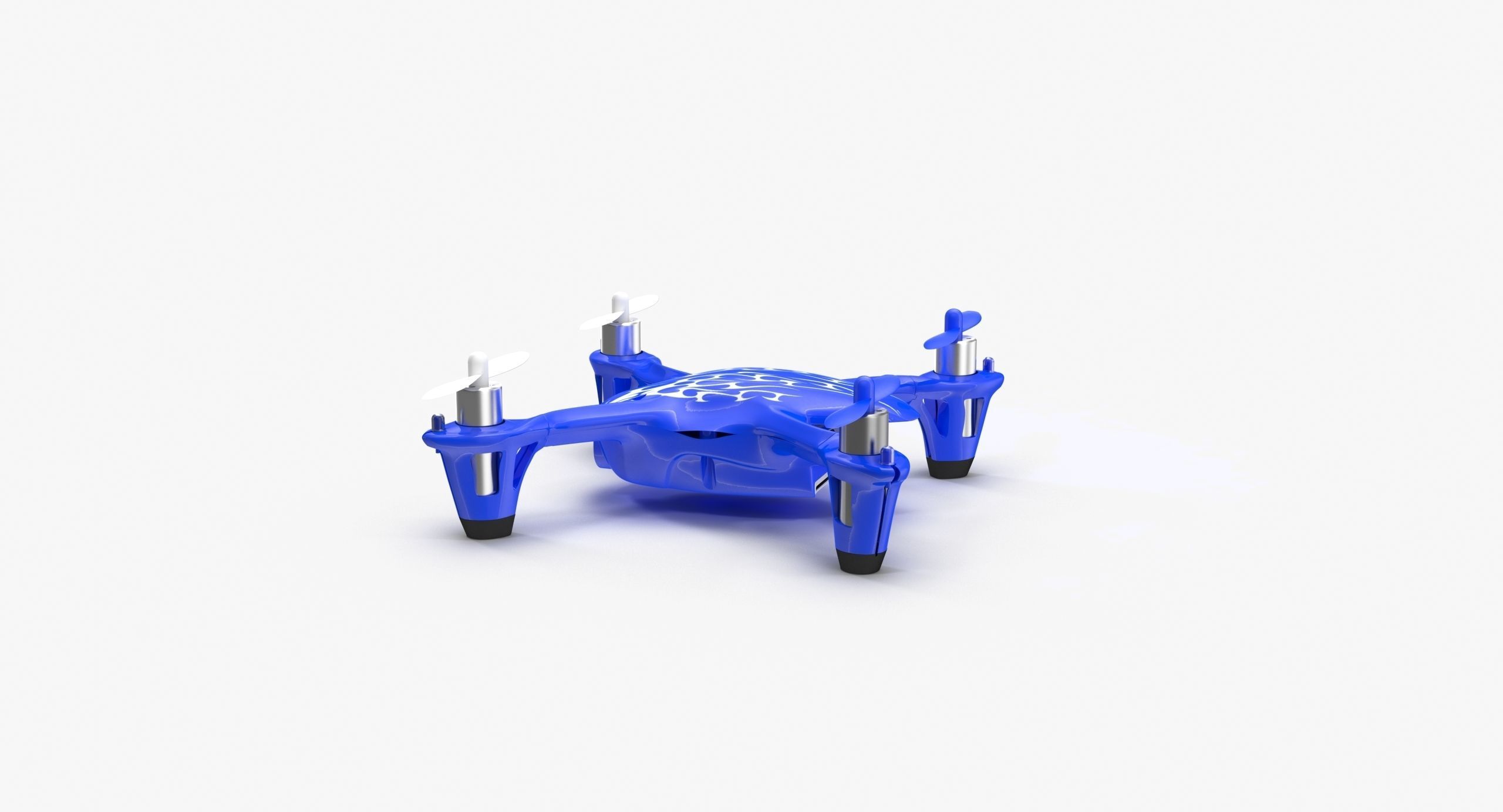 Hubsan X4 H107C Blue Low-poly 3D model_17