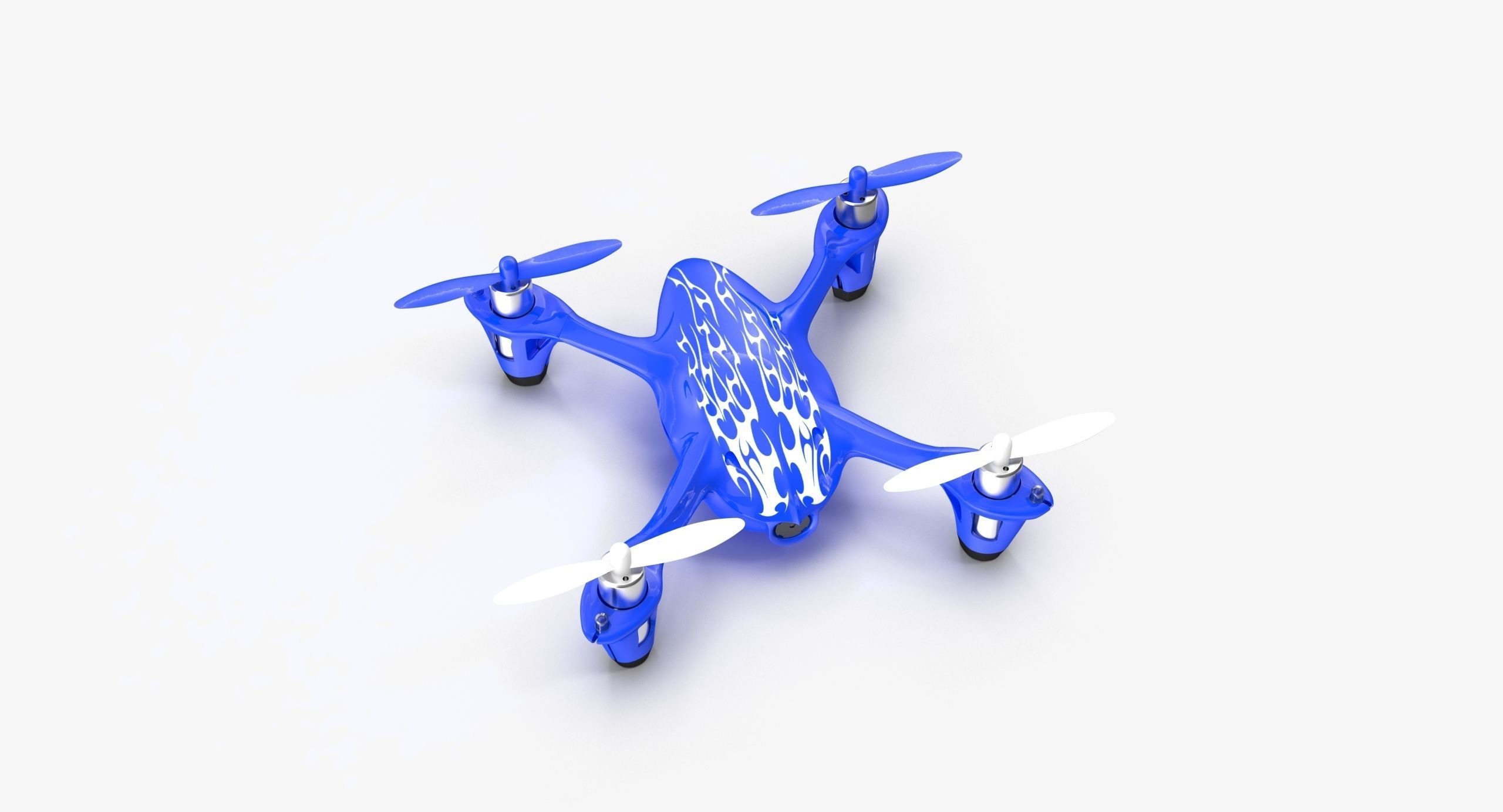 Hubsan X4 H107C Blue Low-poly 3D model_7