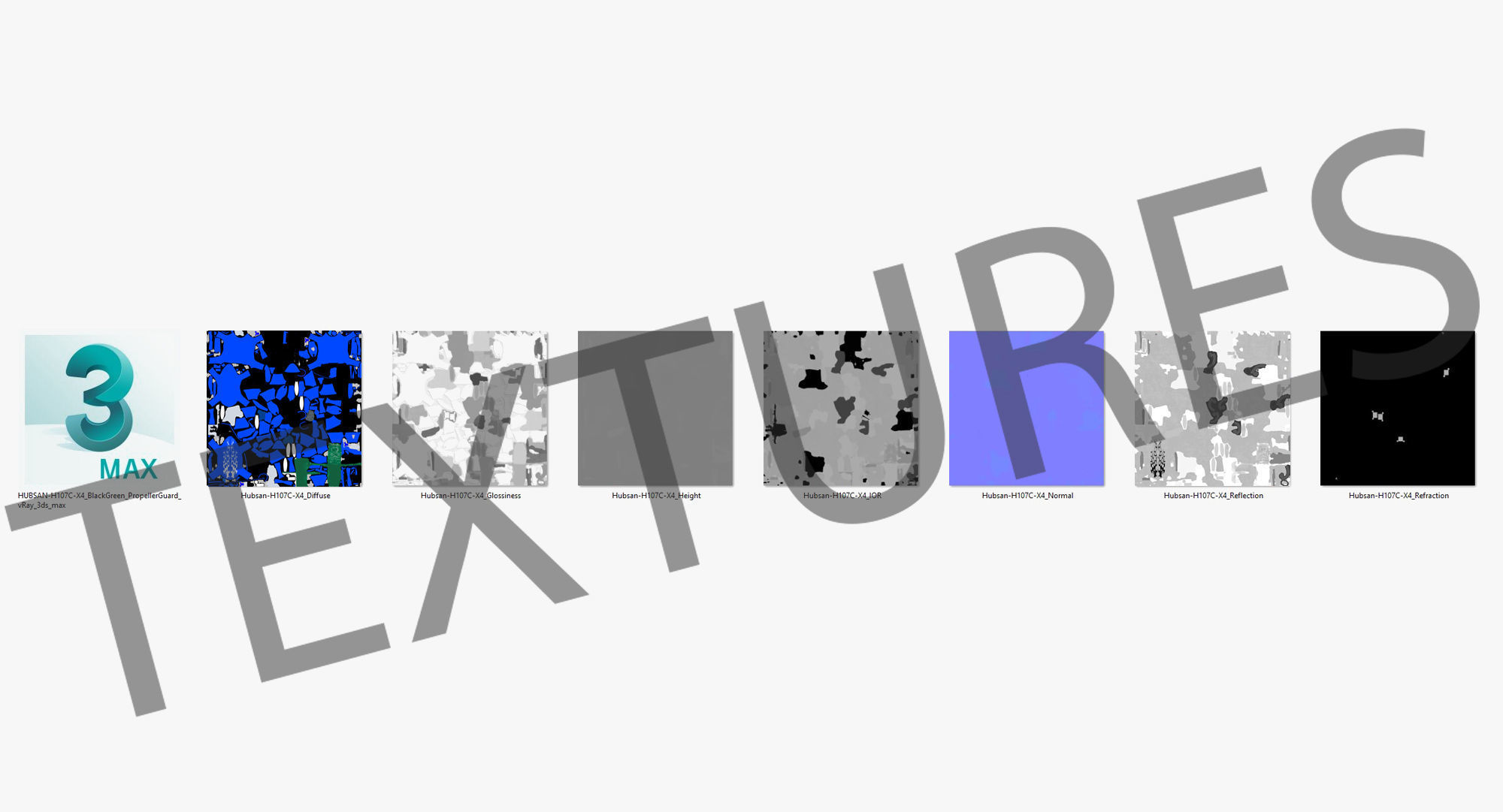 Hubsan X4 H107C Blue Low-poly 3D model_37