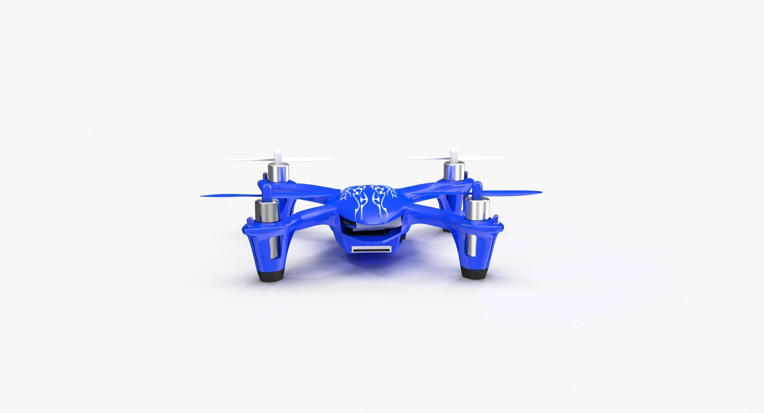 Hubsan X4 H107C Blue Low-poly 3D model_15