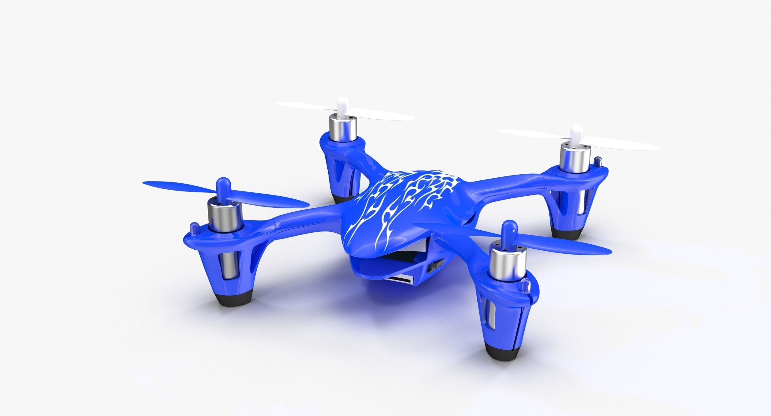 Hubsan X4 H107C Blue Low-poly 3D model_6