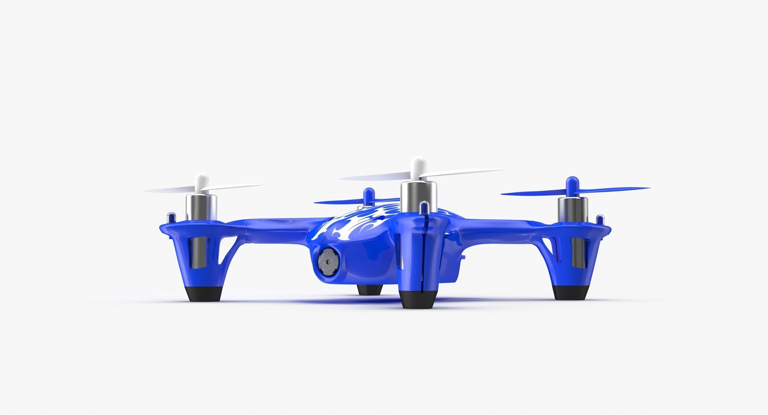 Hubsan X4 H107C Blue Low-poly 3D model_3