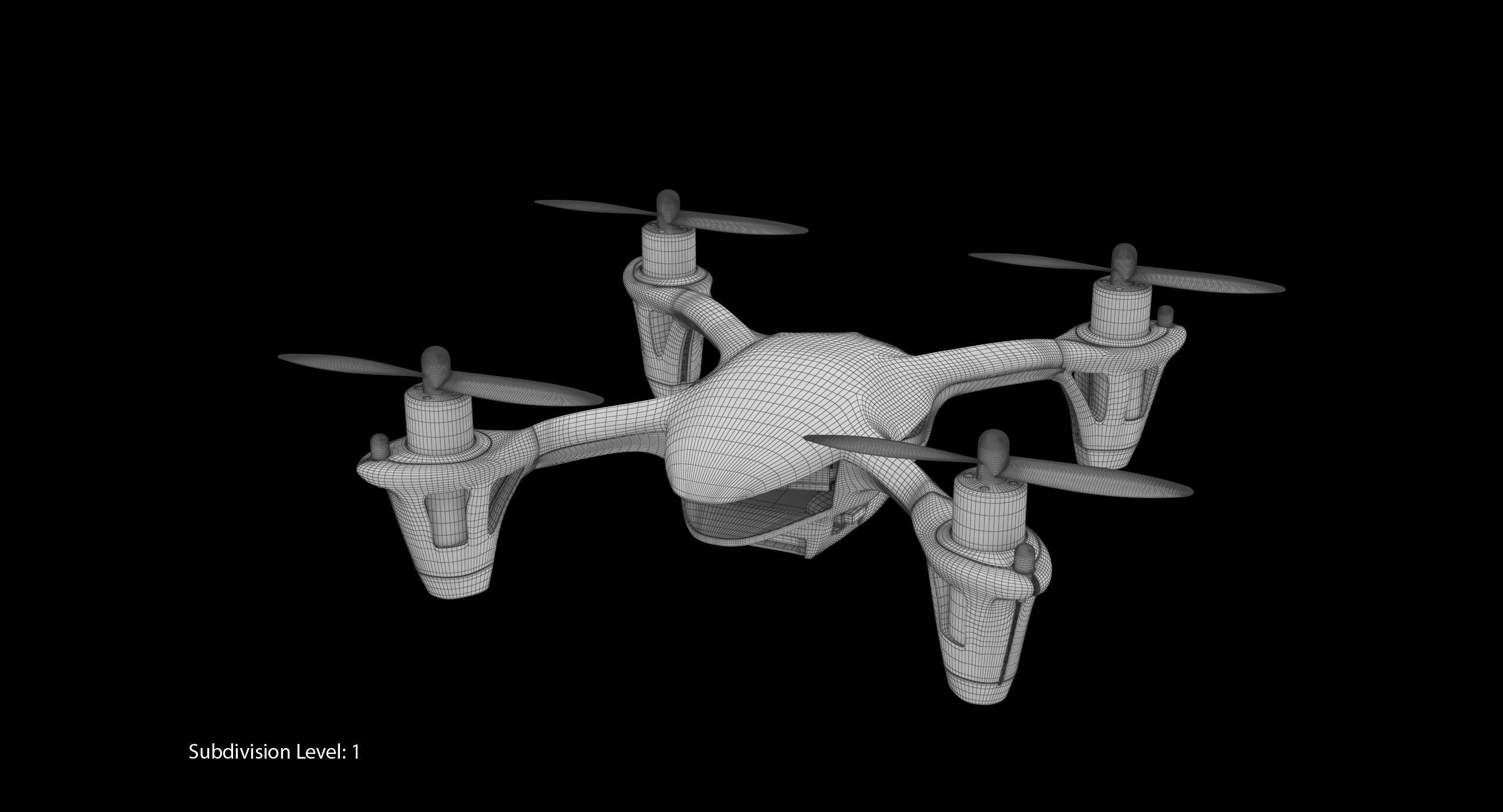 Hubsan X4 H107C Blue Low-poly 3D model_29