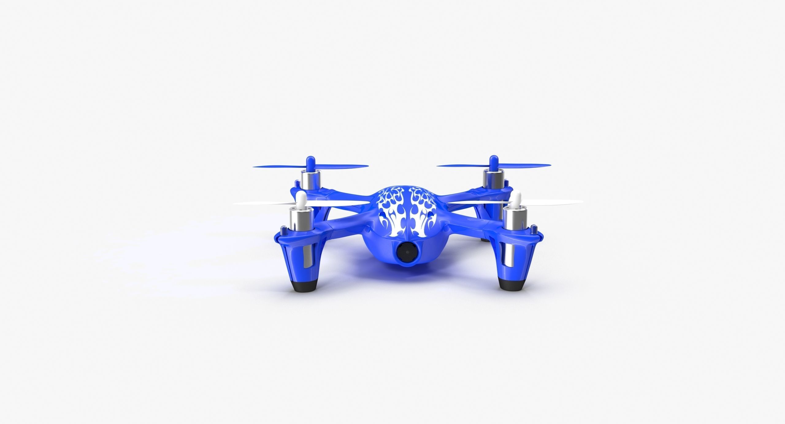 Hubsan X4 H107C Blue Low-poly 3D model_10