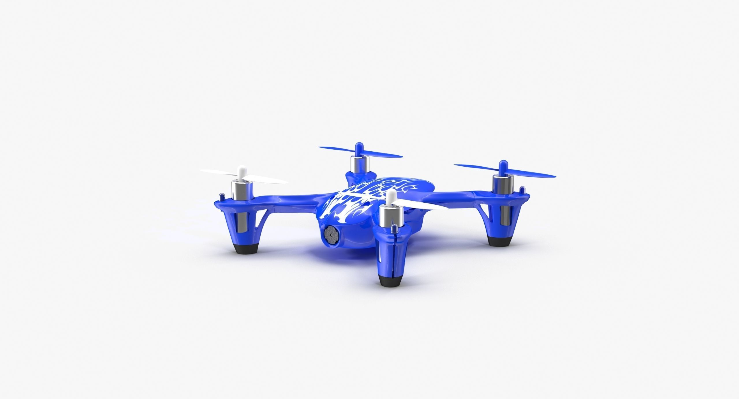 Hubsan X4 H107C Blue Low-poly 3D model_19