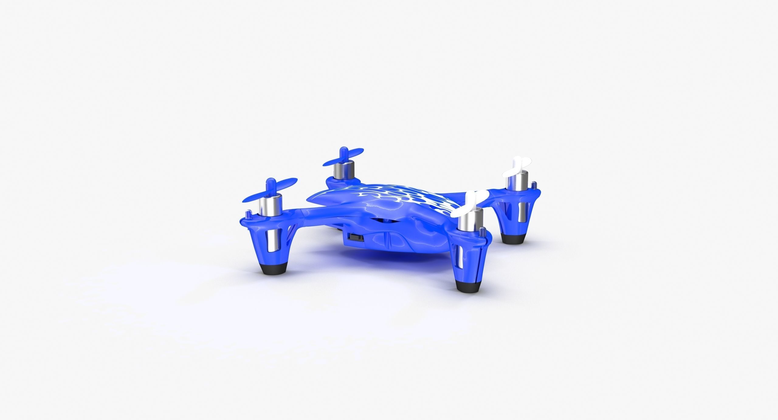 Hubsan X4 H107C Blue Low-poly 3D model_12