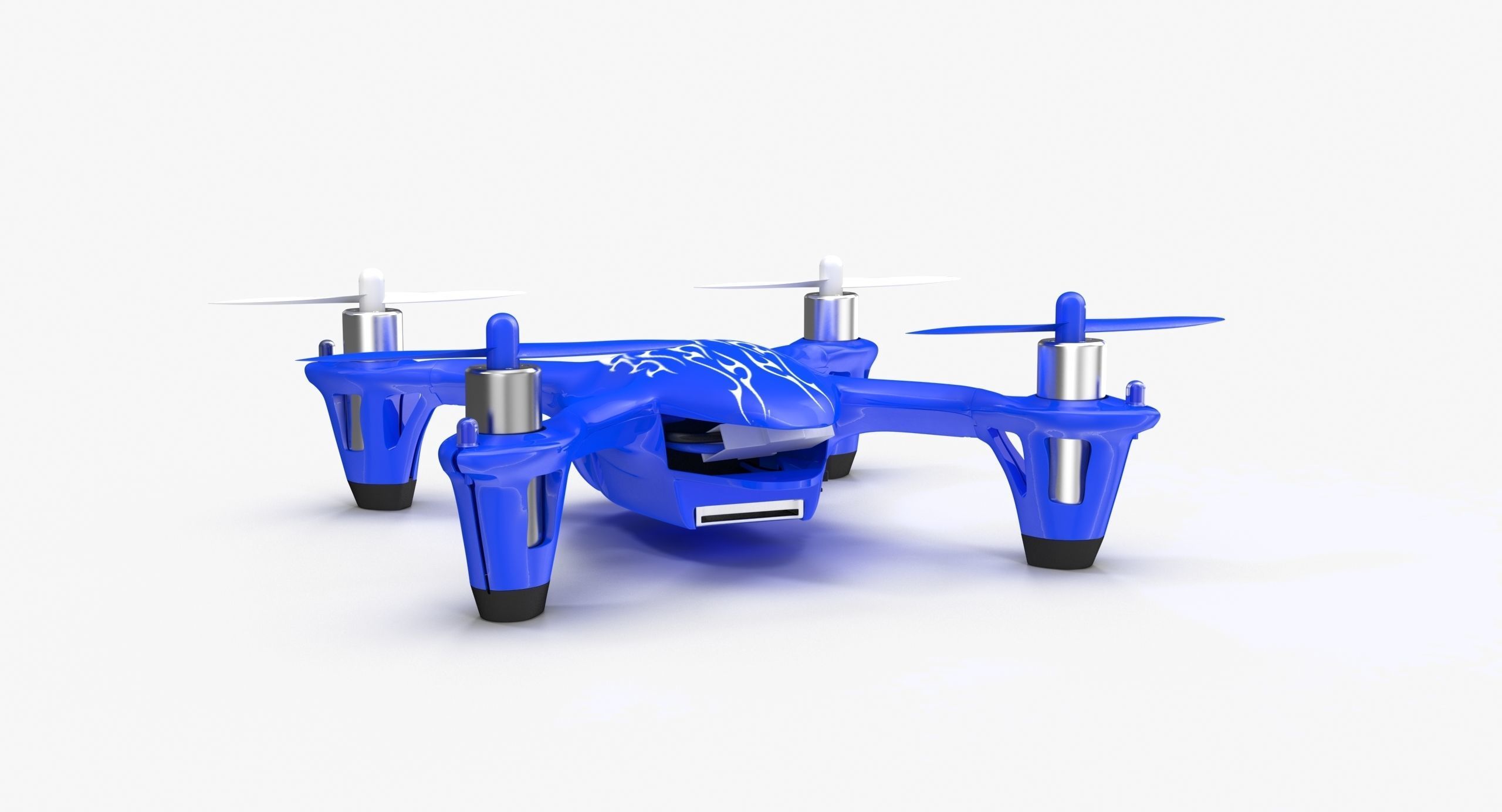 Hubsan X4 H107C Blue Low-poly 3D model_5