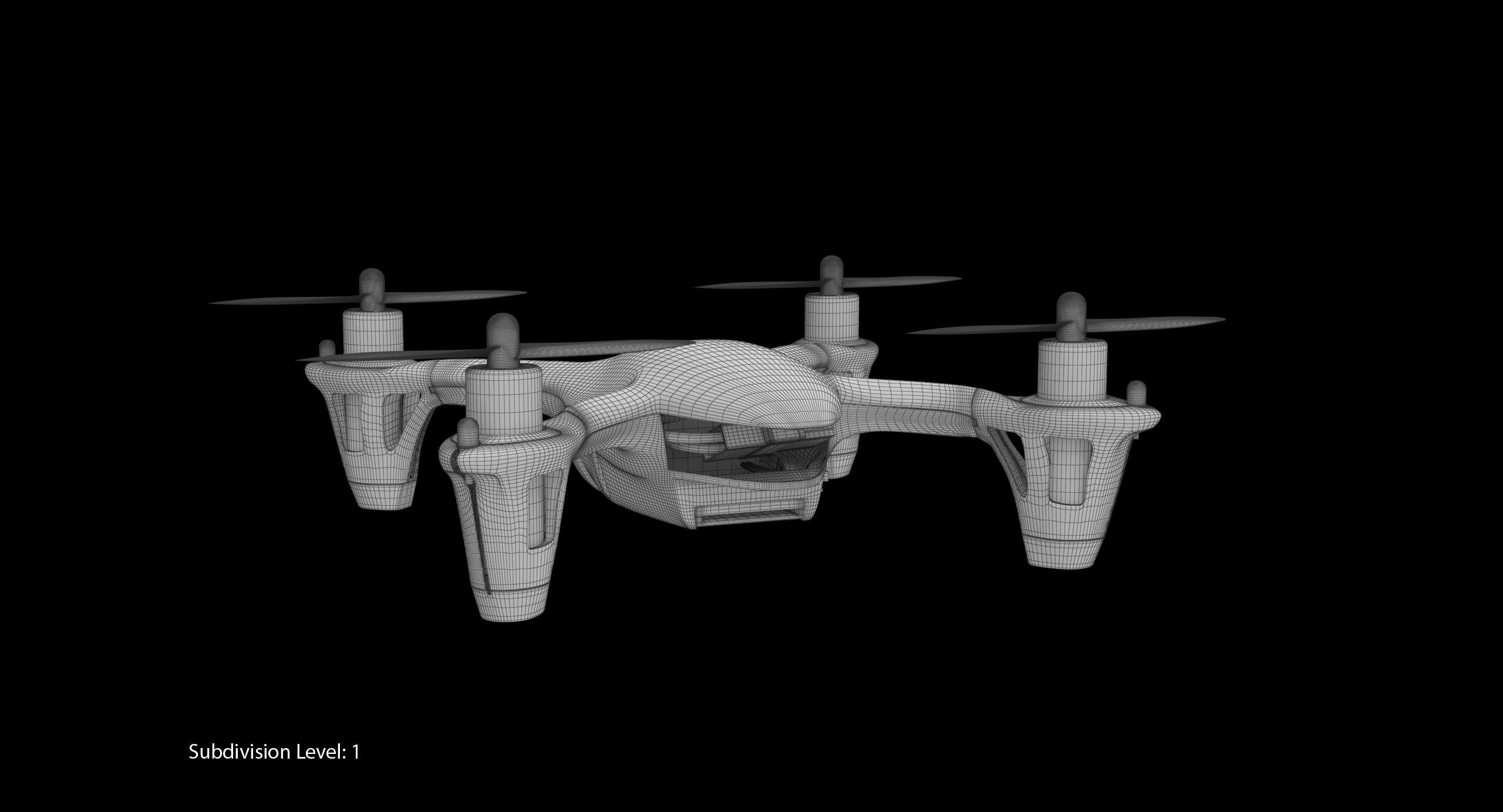 Hubsan X4 H107C BlackRed Low-poly 3D model_28