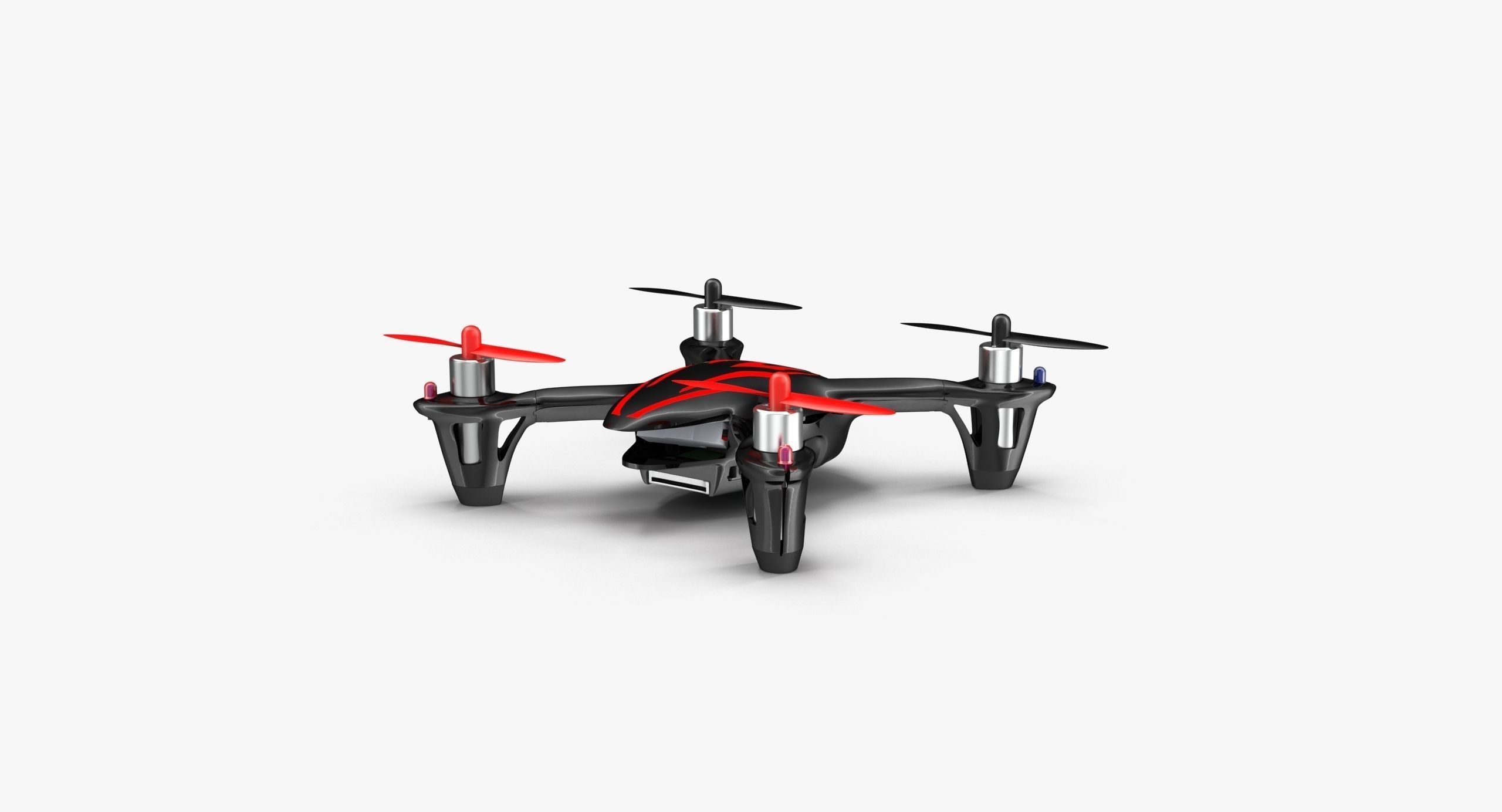 Hubsan X4 H107C BlackRed Low-poly 3D model_14