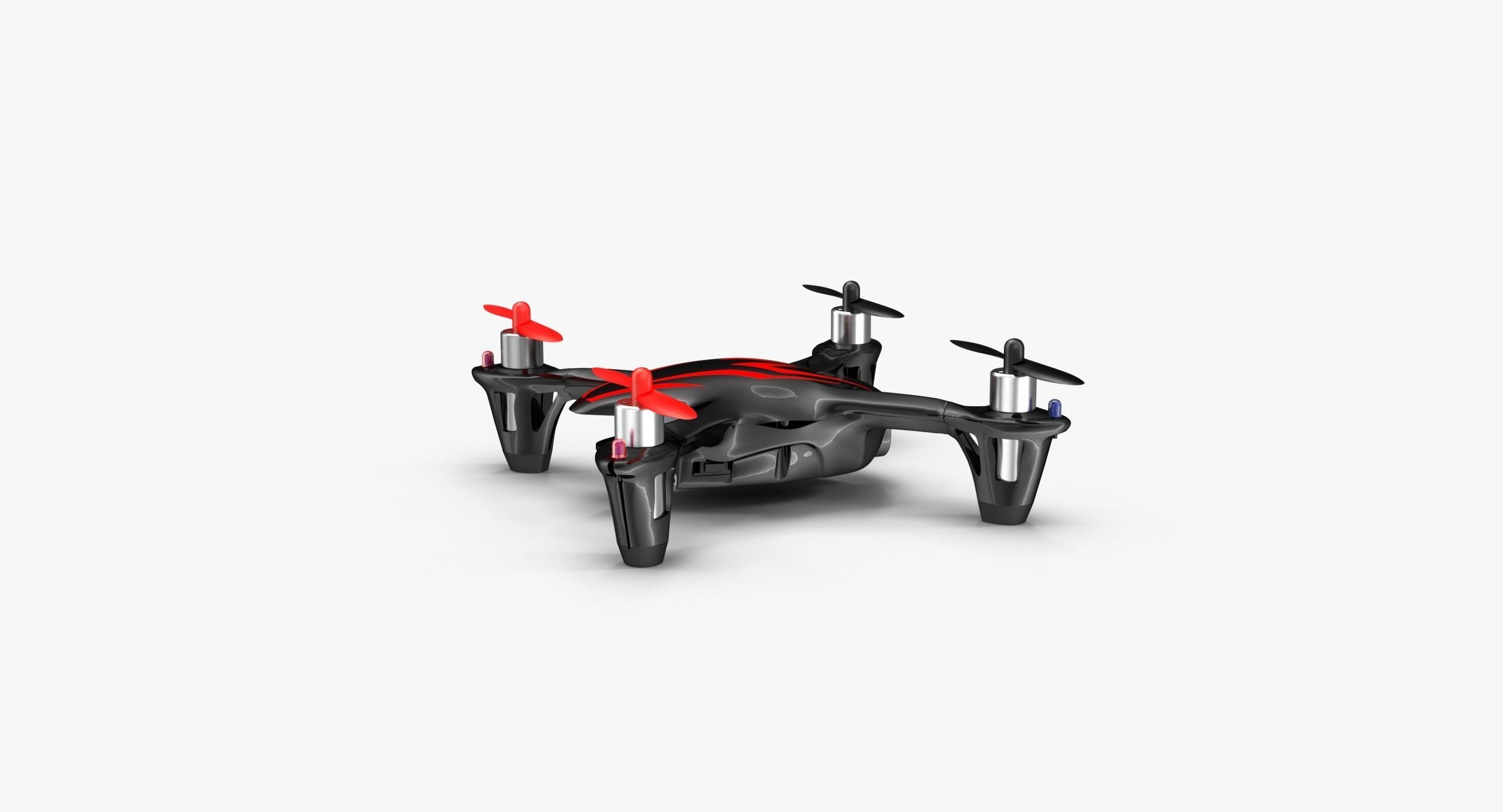 Hubsan X4 H107C BlackRed Low-poly 3D model_13