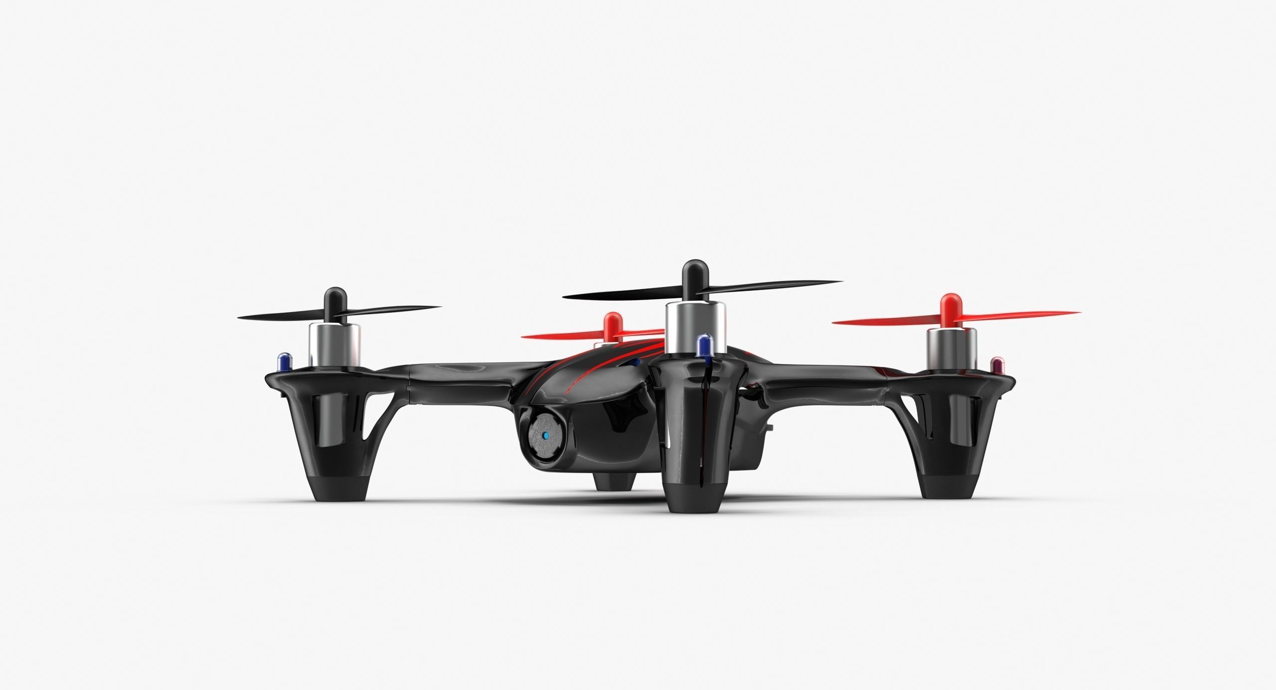Hubsan X4 H107C BlackRed Low-poly 3D model_3
