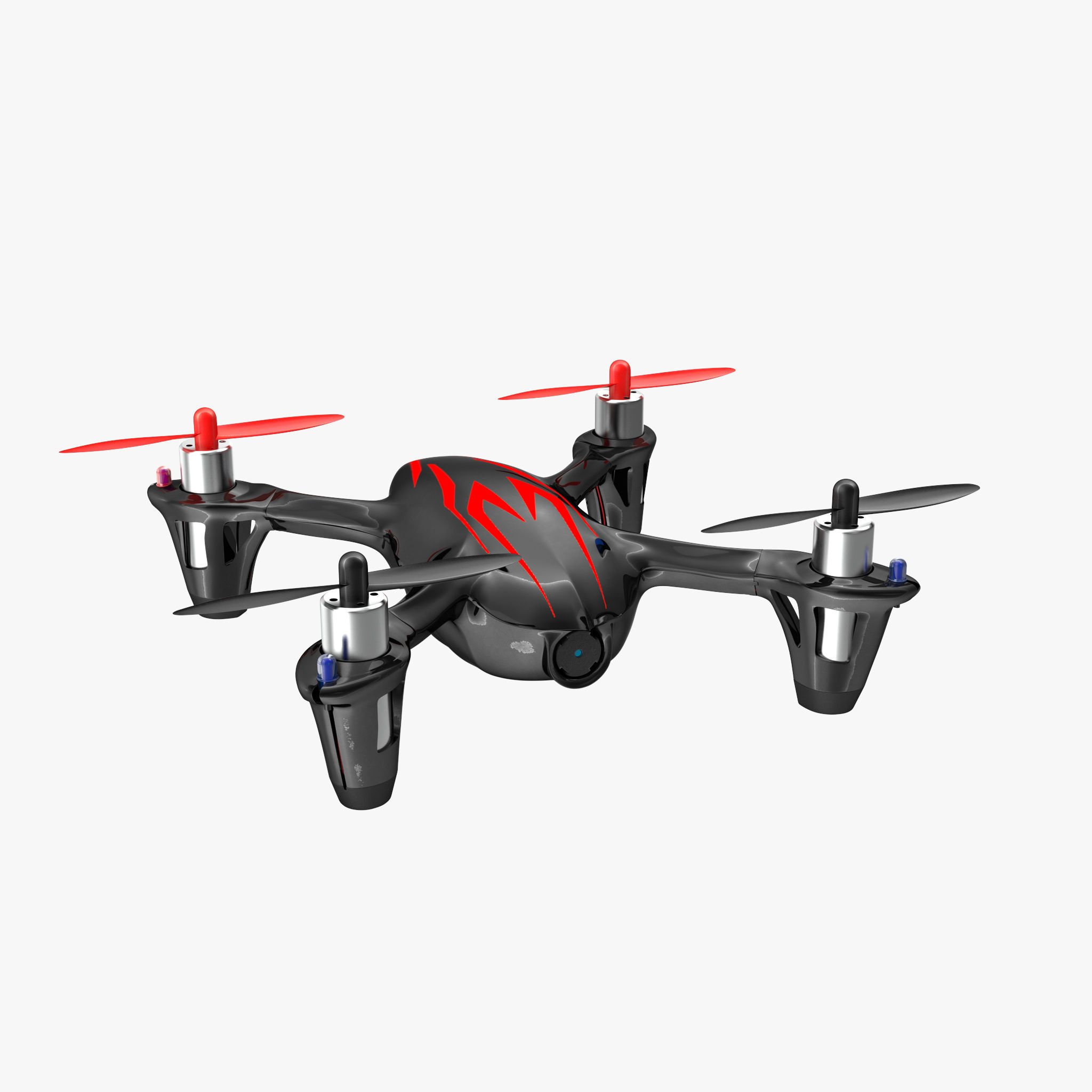 Hubsan X4 H107C BlackRed Low-poly 3D model_20