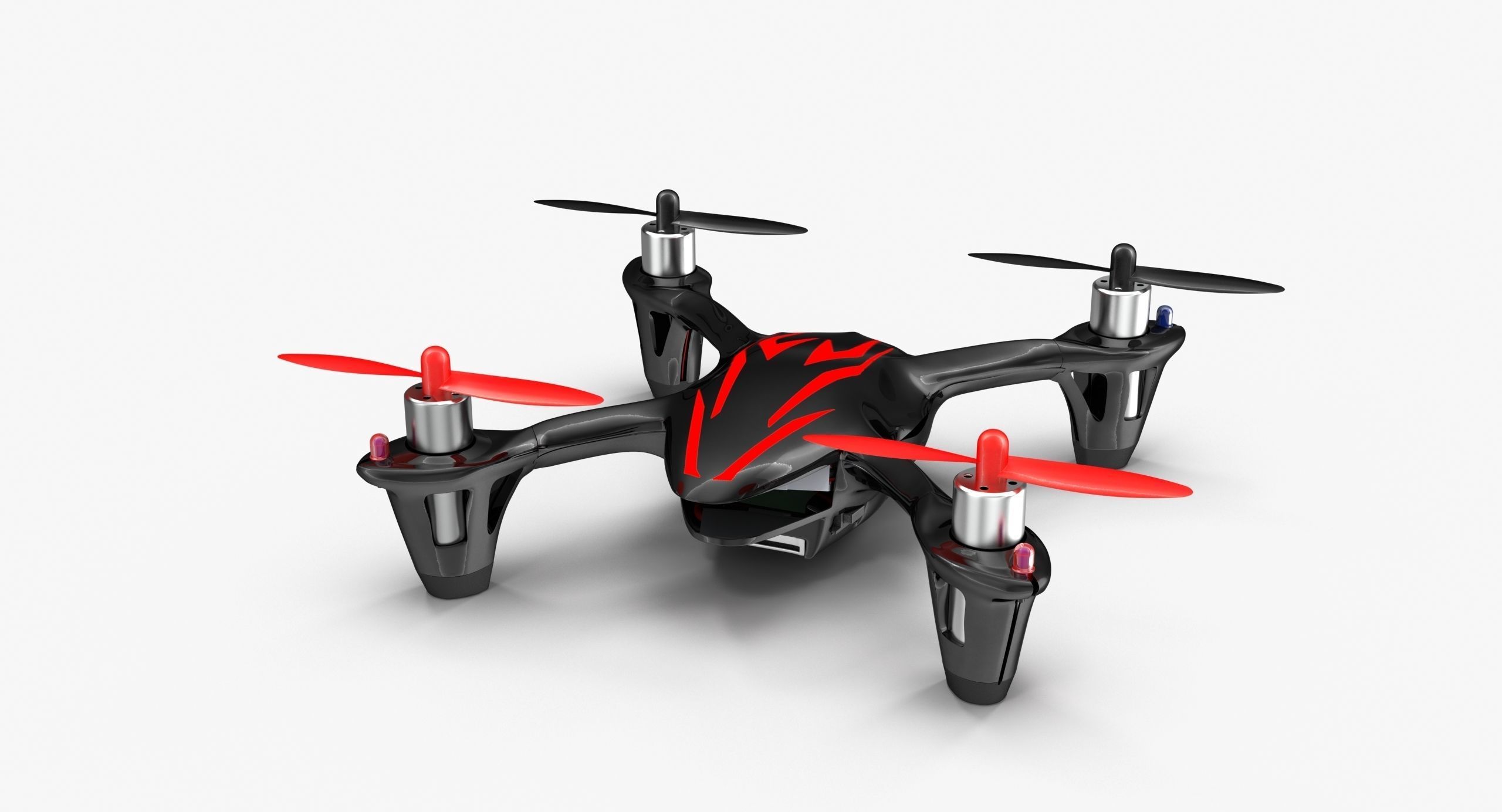 Hubsan X4 H107C BlackRed Low-poly 3D model_6
