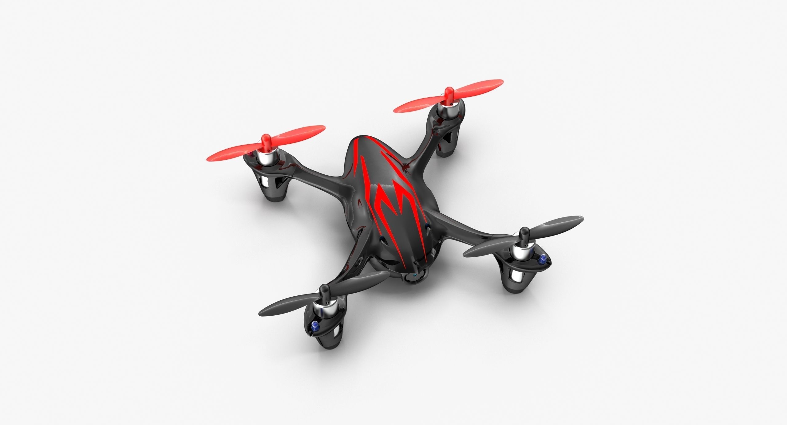 Hubsan X4 H107C BlackRed Low-poly 3D model_7