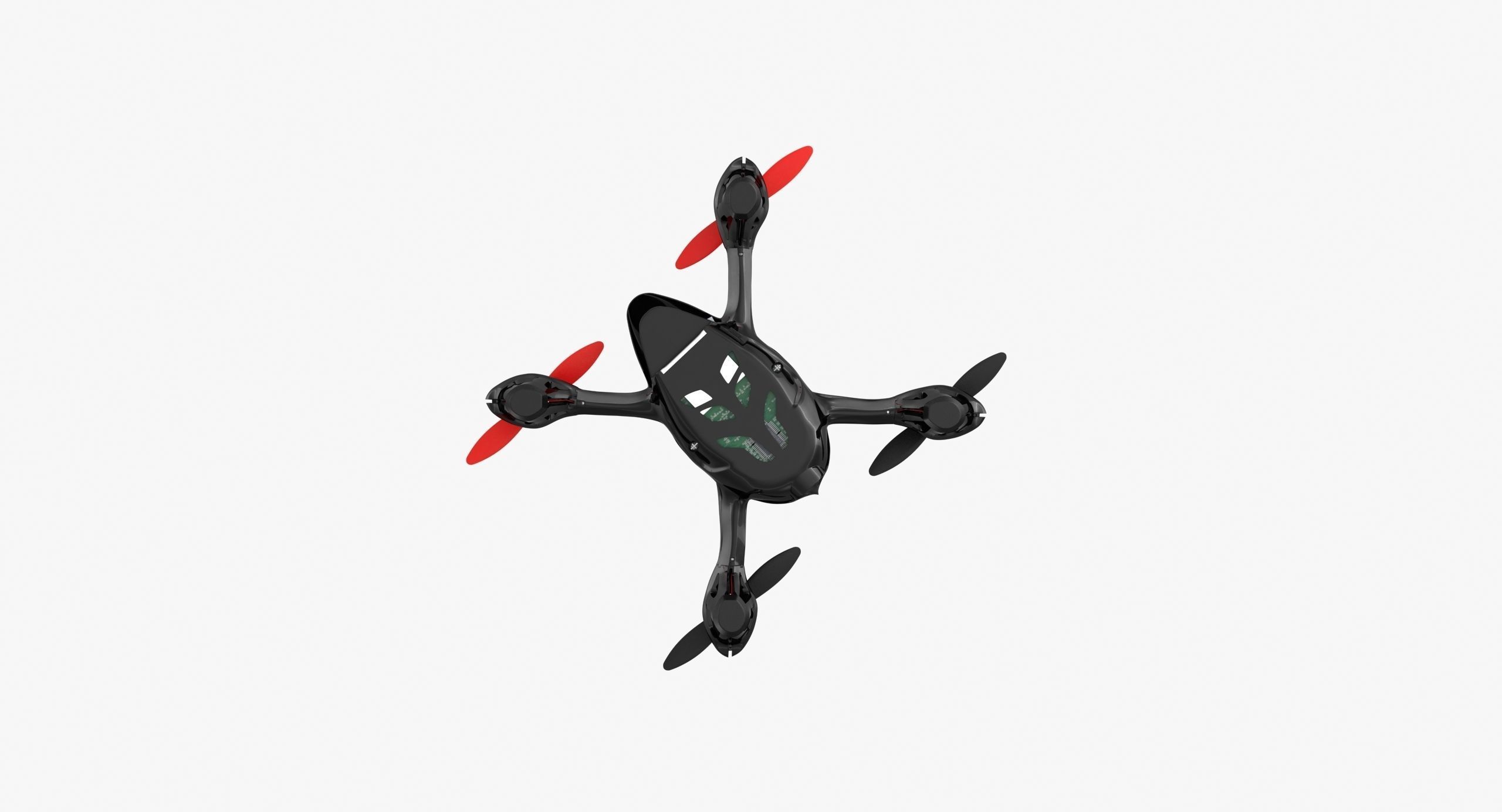 Hubsan X4 H107C BlackRed Low-poly 3D model_8