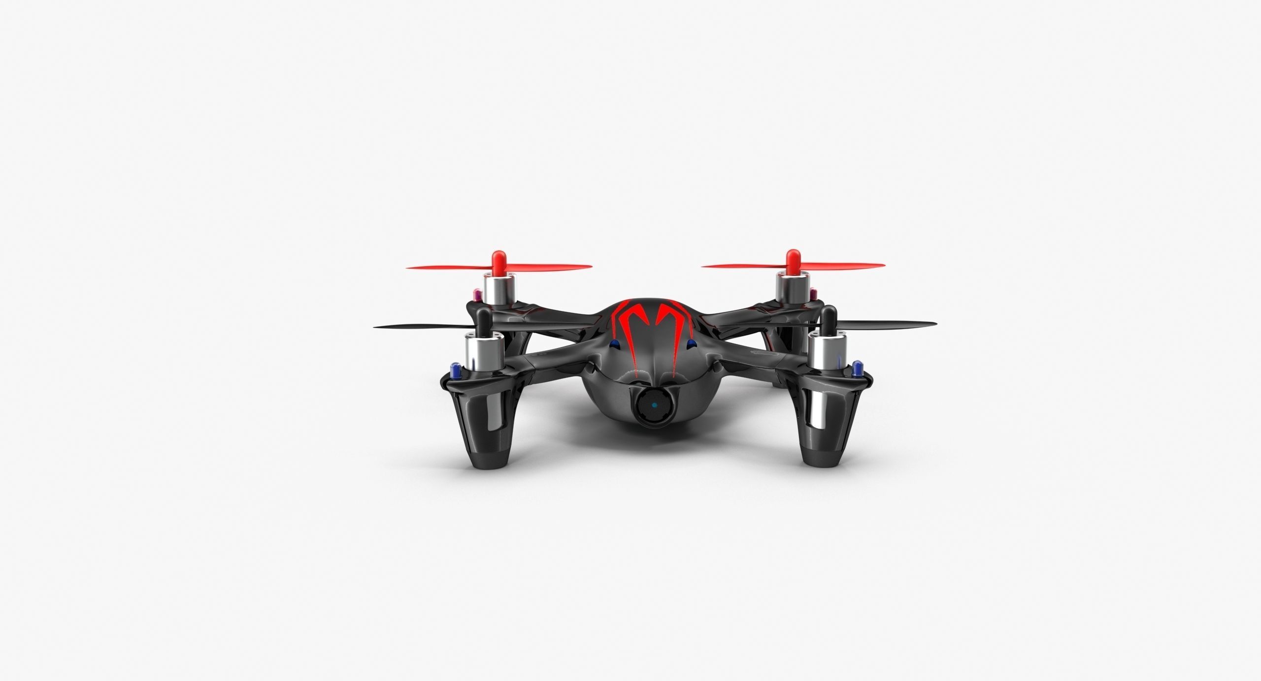 Hubsan X4 H107C BlackRed Low-poly 3D model_10
