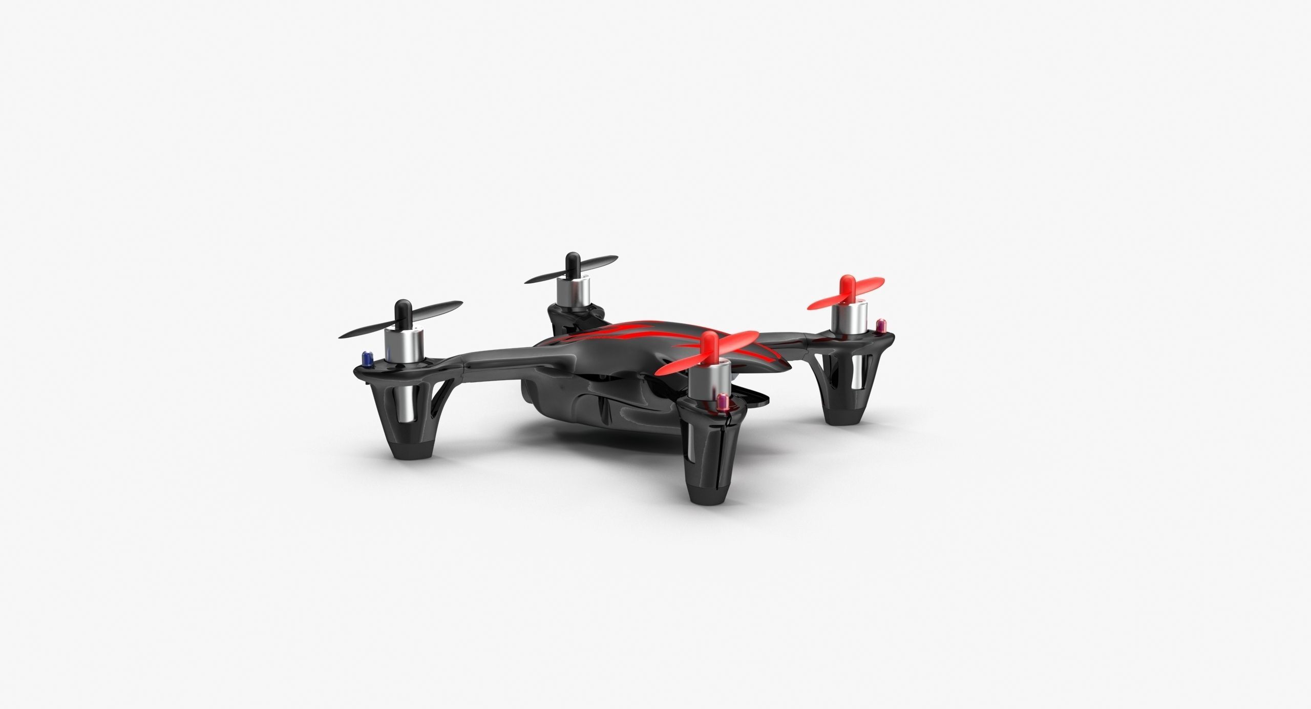 Hubsan X4 H107C BlackRed Low-poly 3D model_17
