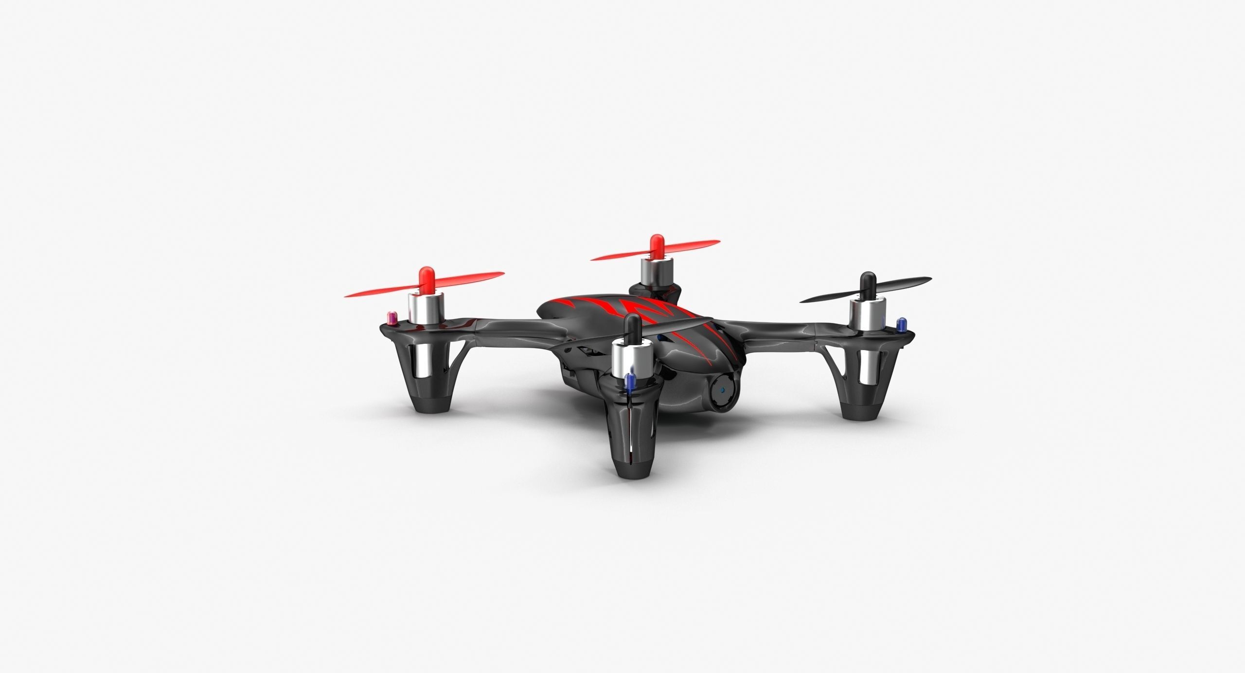 Hubsan X4 H107C BlackRed Low-poly 3D model_11