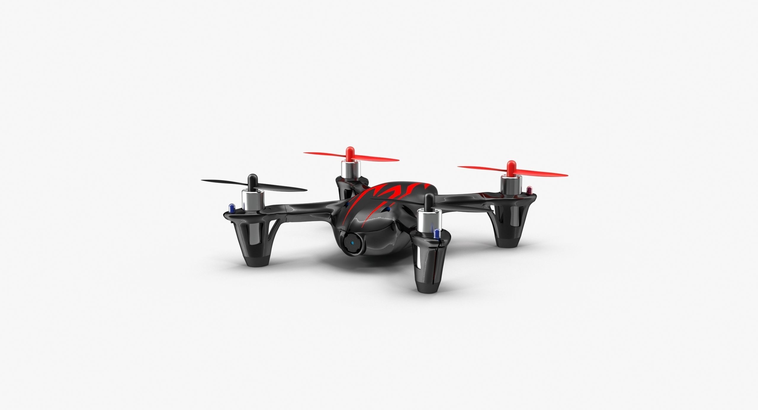 Hubsan X4 H107C BlackRed Low-poly 3D model_9